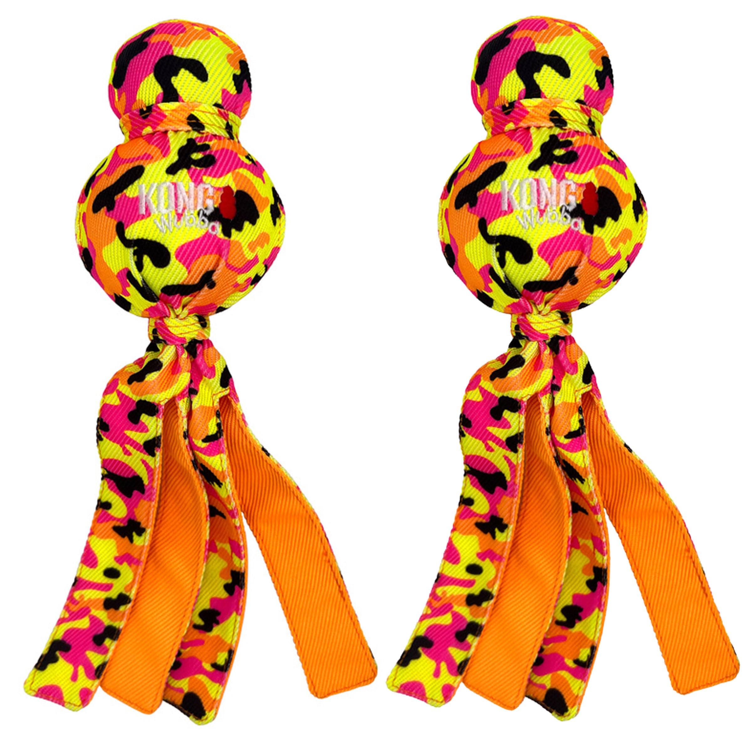 Kong Wubba Ballistic High-Viz Dog Toy - Squeaky Durable Tug & Toss Toy - Bright Colors For High Visibility - (High-Viz 2 Pack)