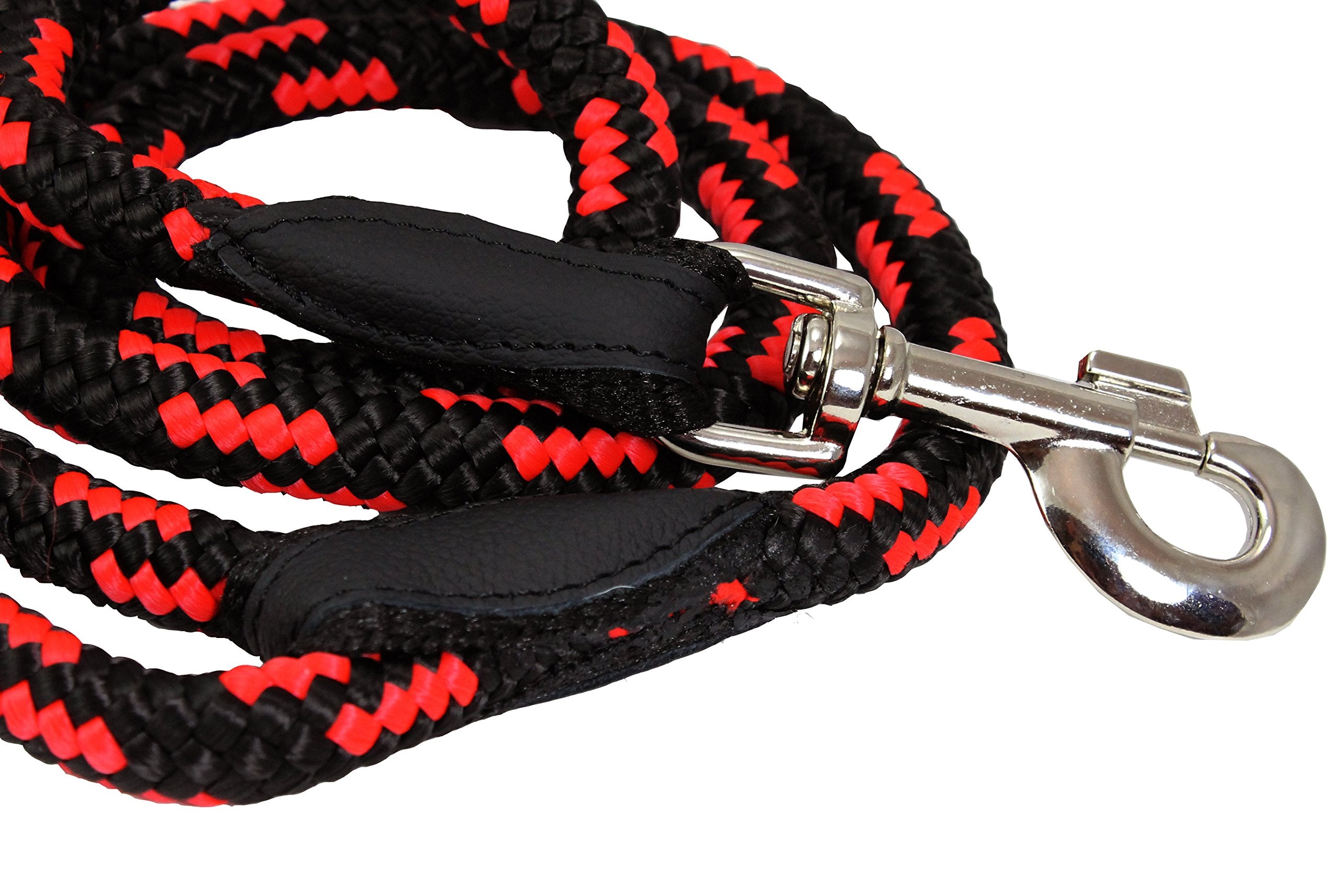 Dogs My Love 6Ft Long Braided Rope Dog Leash Red With Black 6 Sizes (Large: 6Ft Long; 1/2' Diam (12Mm))