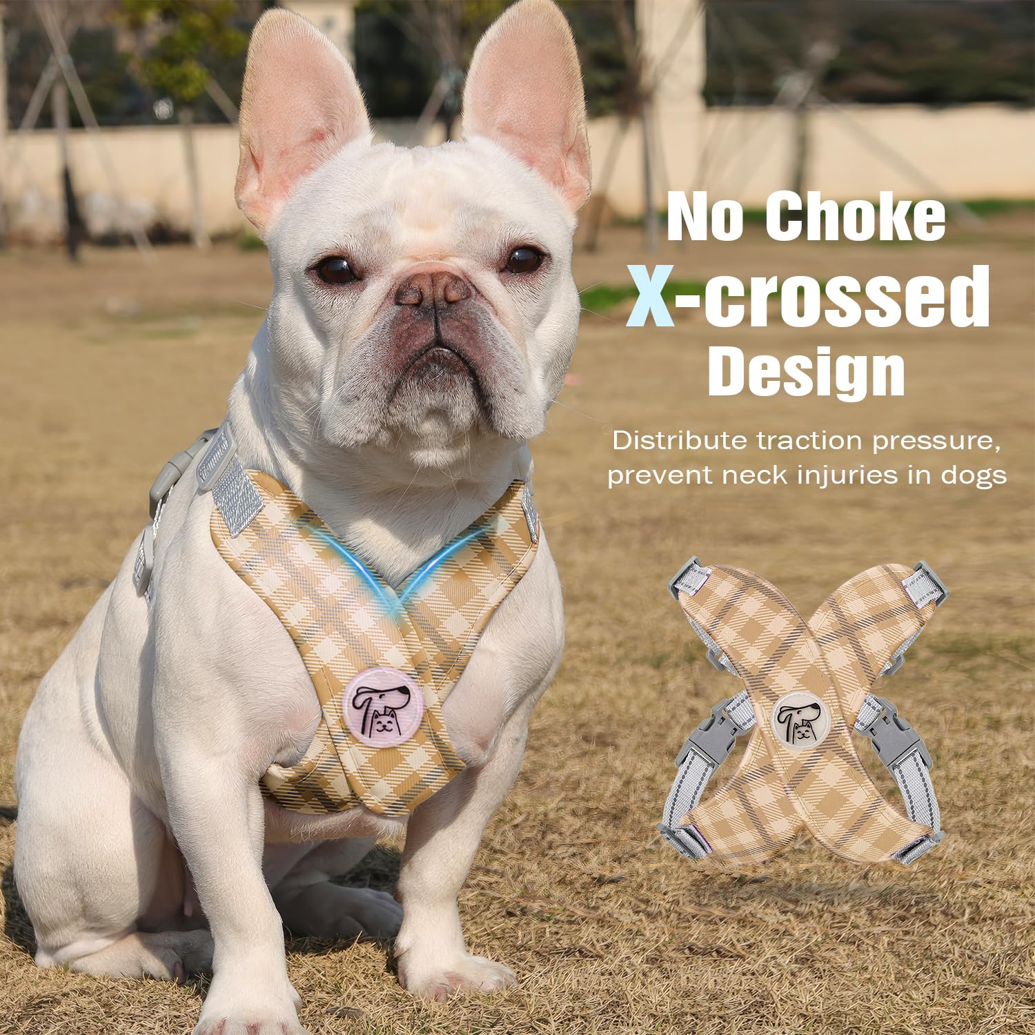 Pawaboo Small Dog Harness and Leash Set, Puppy Harness X-Frame No Pull No Choke, Dog Vest Harness Adjustable for Small Medium Si