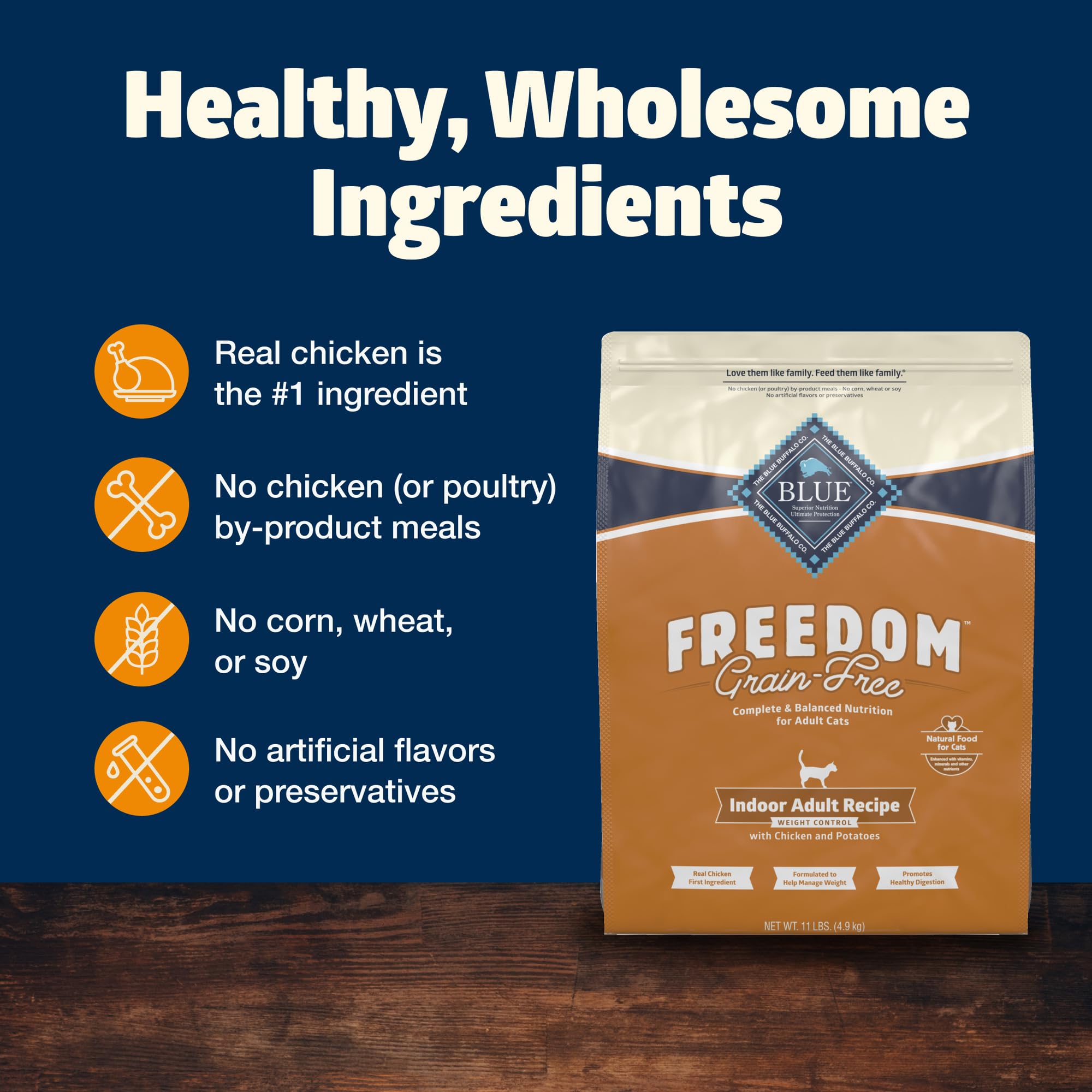 Blue Buffalo Freedom Grain-Free Adult Weight Control Dry Cat Food, Complete & Balanced Nutrition for Indoor Cats, Chicken Recipe