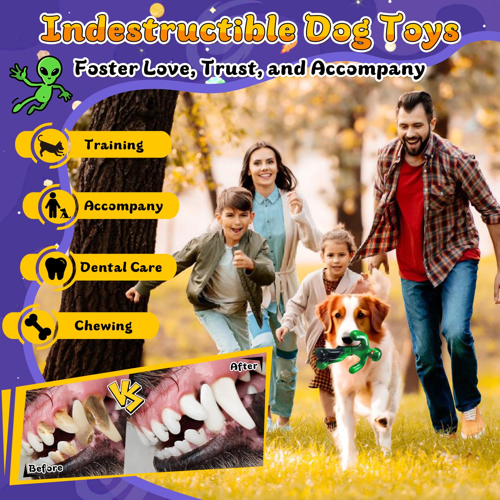 Jeefome Indestructible Dog Toys For Aggressive Chewers:Tough Chew Toys For Medium & Large Breeds-Nylon Dog Bone To Keep Them Bus