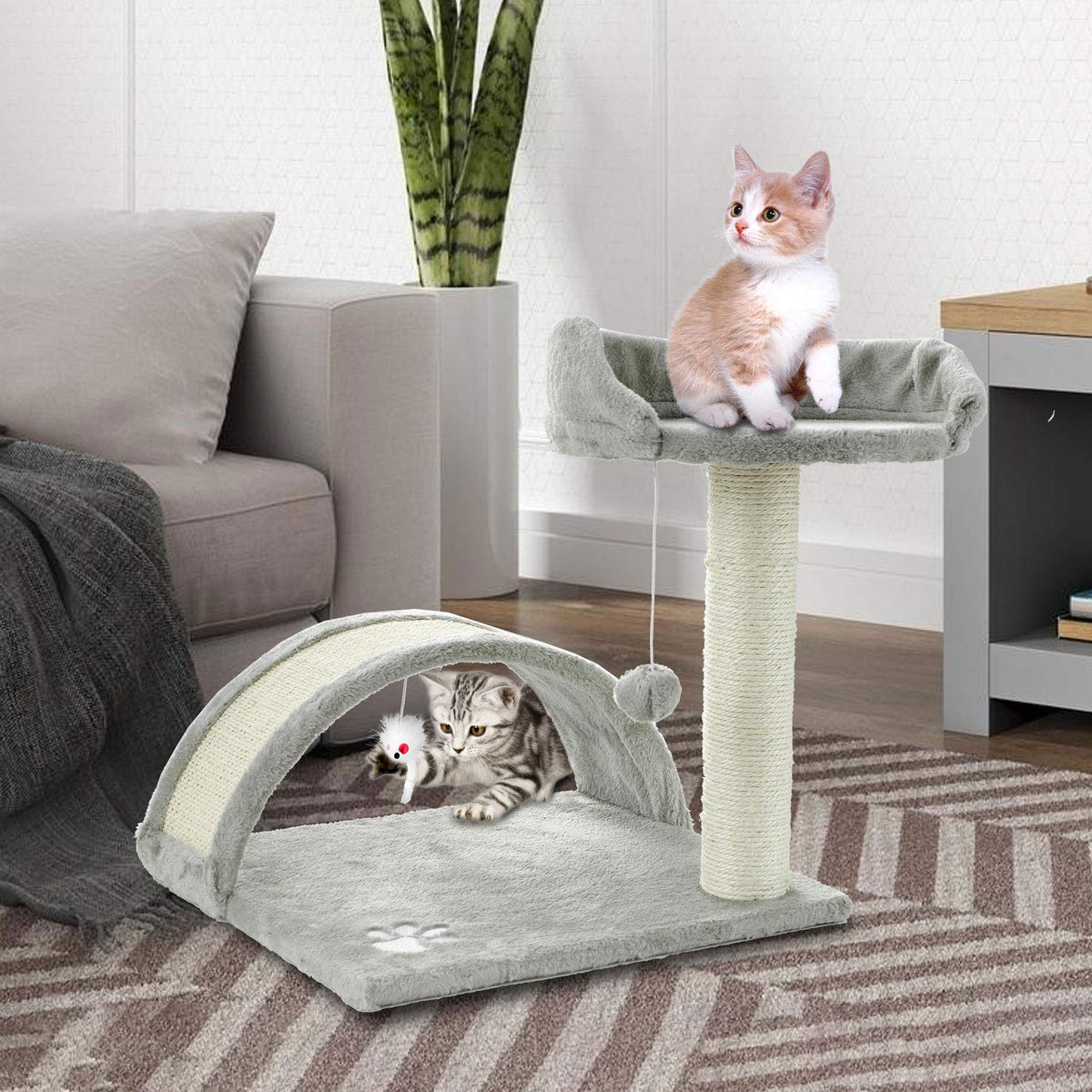 Scratchme Cat Tree, Multi-Level Cat Tower House Condo With Scratching Posts & Hammock For Medium & Small Cats