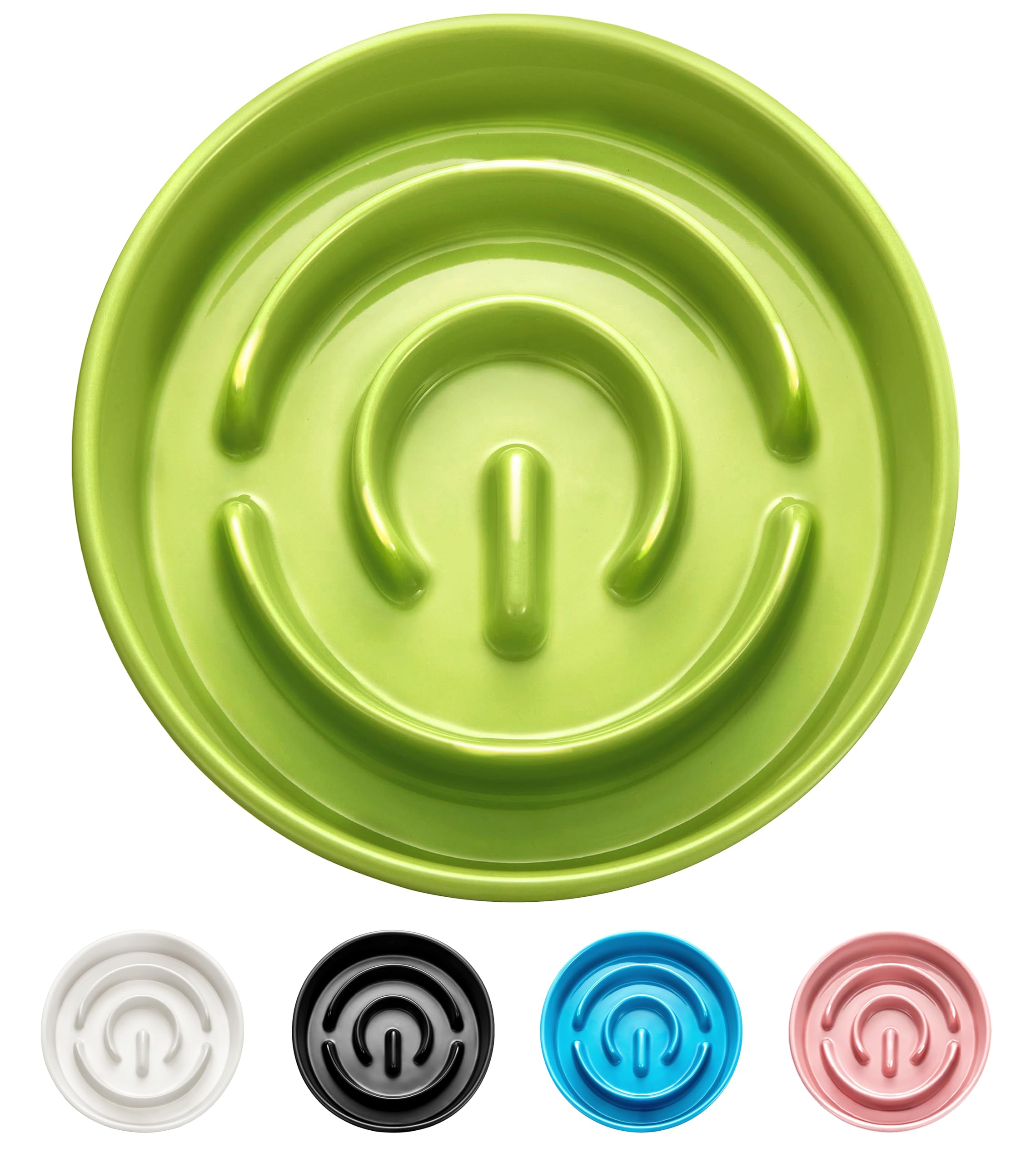 Mopang Ceramic Slow Feeder Dog Bowls, 0.6 Cup Slow Feeder For Small Dogs And Cats, Puzzle Maze Bowl, Prevents Choking, 6In, Gree