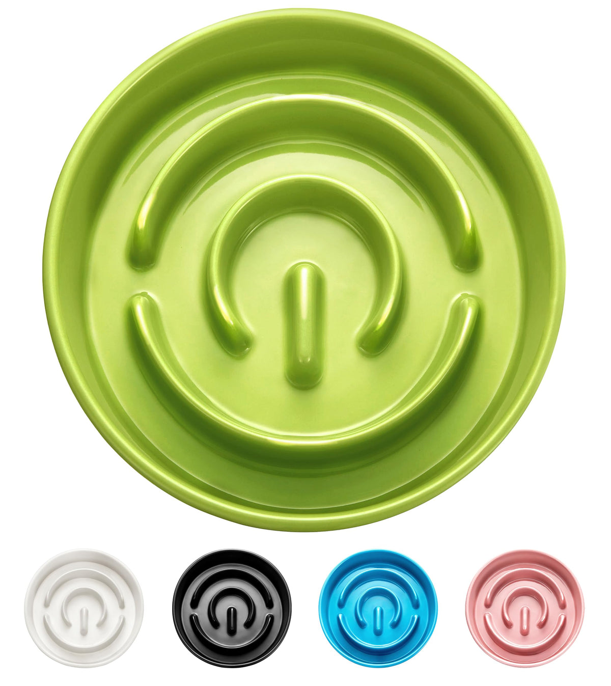 Mopang Ceramic Slow Feeder Dog Bowls, 0.6 Cup Slow Feeder For Small Dogs And Cats, Puzzle Maze Bowl, Prevents Choking, 6In, Gree