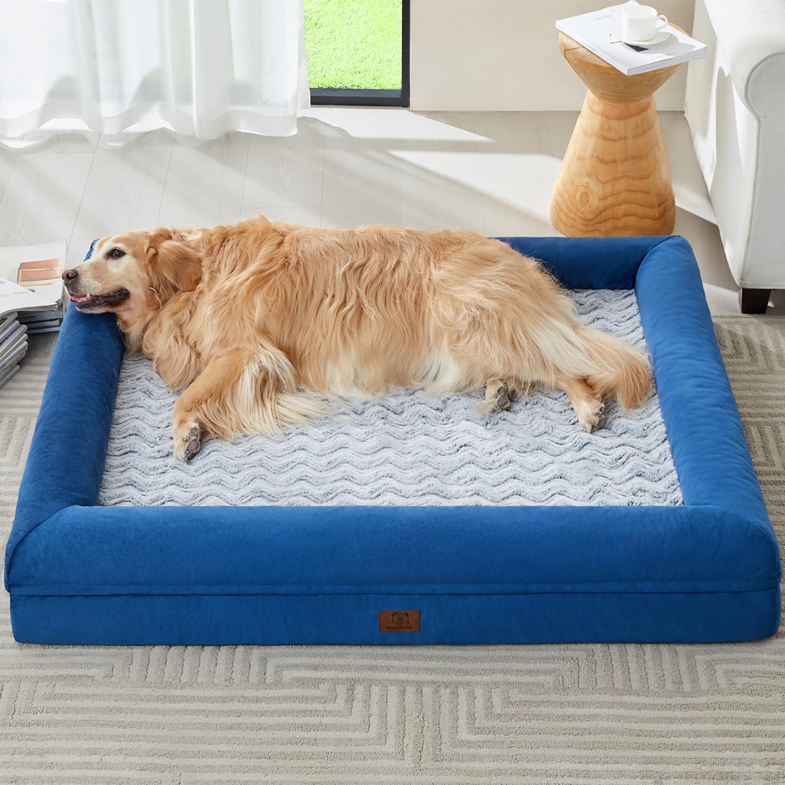 Wnpethome Washable Xxxxl Dog Bed, Orthopedic Sofa With Removable & Waterproof Cover, Extra Large Couch With Bolster Sides For Sl