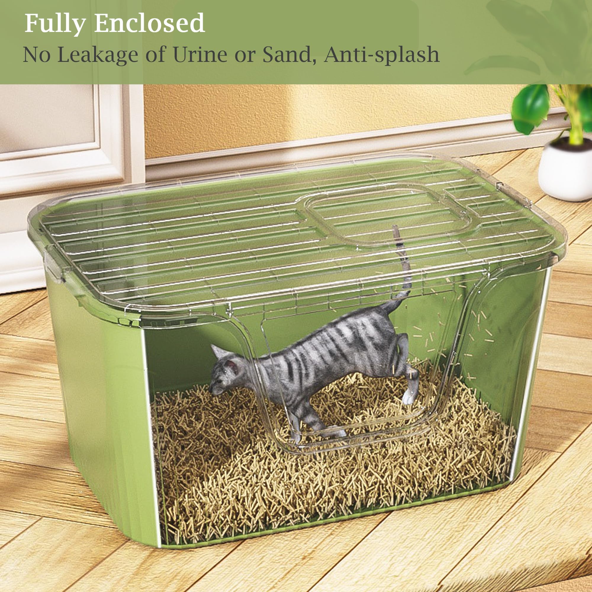 Vealind Cat Litter Box Lid With Clear Door - Fits Xxl & Jumbo Size Boxes
