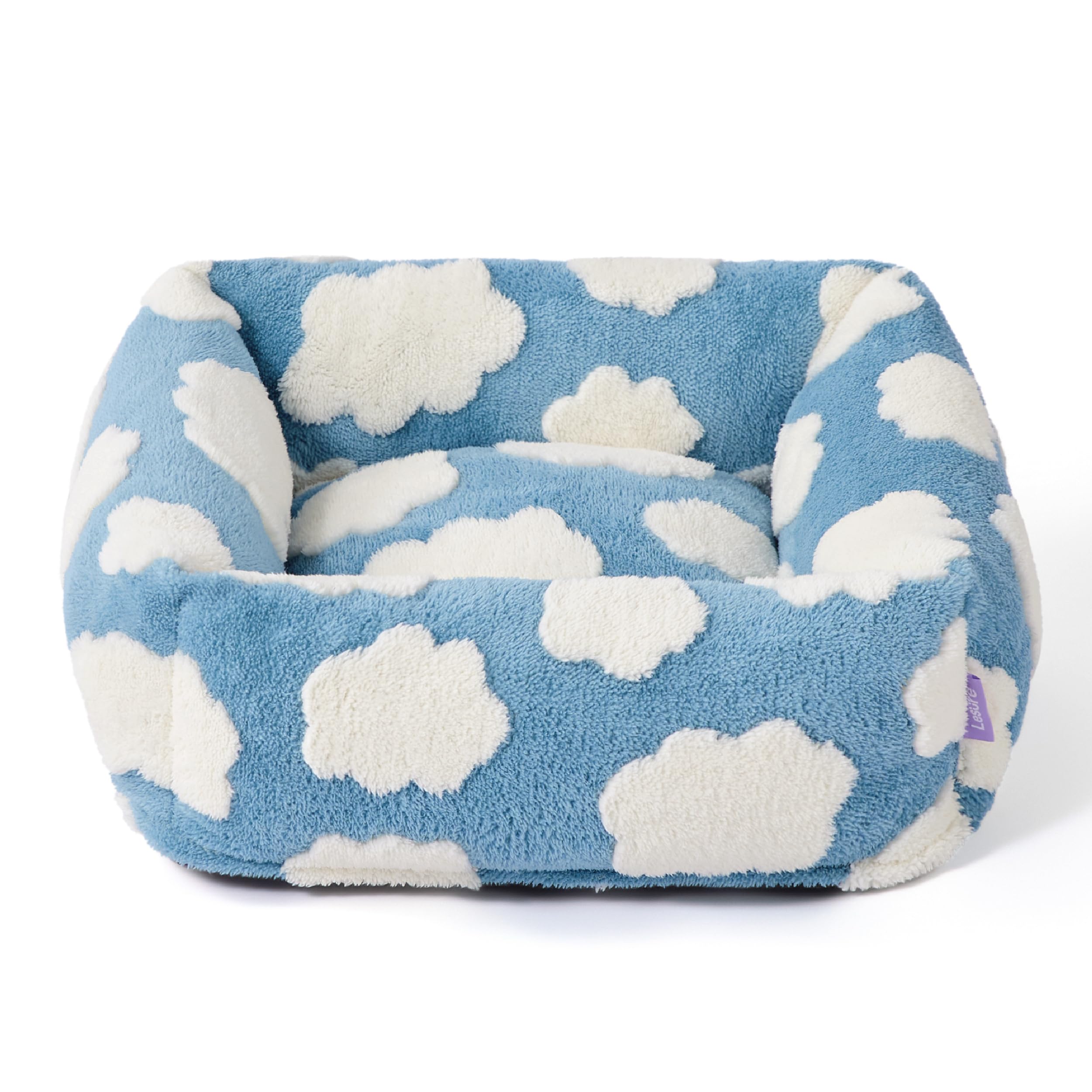 Lesure Cute Cat Beds For Indoor Cats - Washable Kitten Puppy Beds,Cozy Rectangle Orthopedic Pet Sofa With Jacquard Shaggy Plush