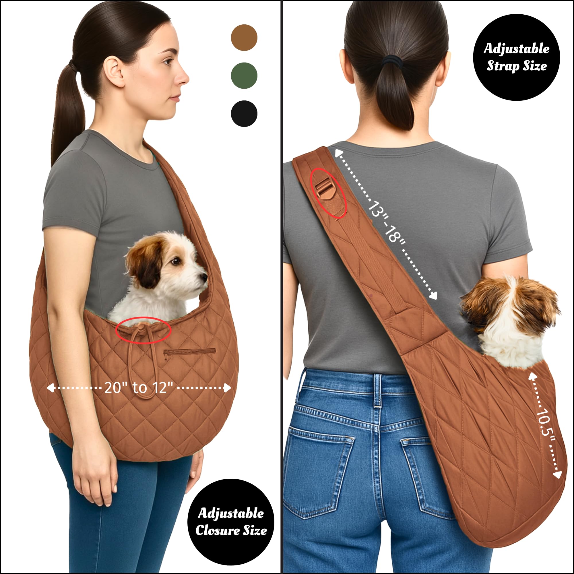 Susu Pet Co. Small Dog Carrier Sling - Hands-Free Puppy Sling & Cat Pouch Bag For Pets Up To 10 Lbs, Parachute-Grade Nylon, Safe