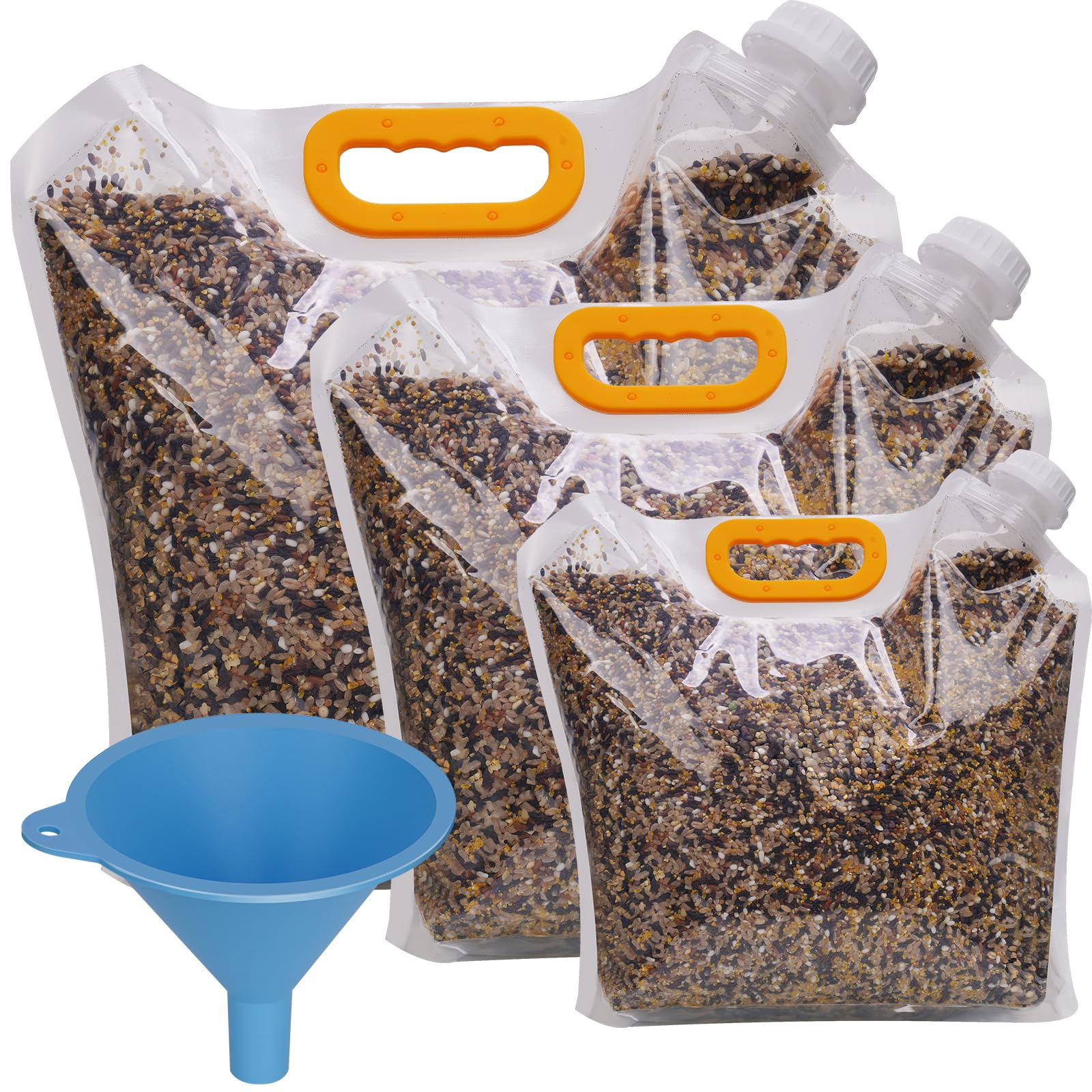 NiHome 3-Pack Bird Food Storage Bags for Birdseed, Sunflower Seeds, Nuts, Thistle Seeds, Pet Food, 10L/5L/2.5L Multi-Size Set wi