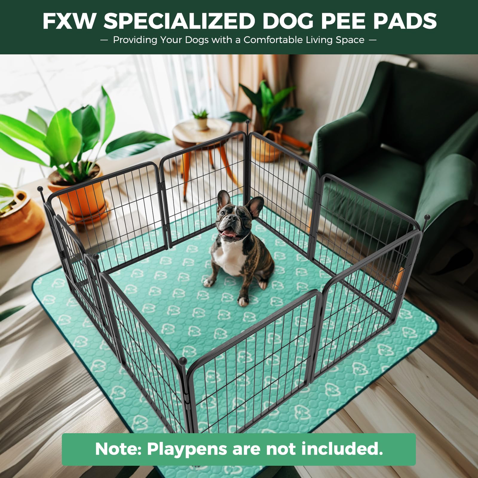 Fxw Washable Pee Pads For Dogs, Puppy Pads With Super Absorbent, 63'' X 39'', Specifically Designed For 24Inch 6 Panels Dog Play