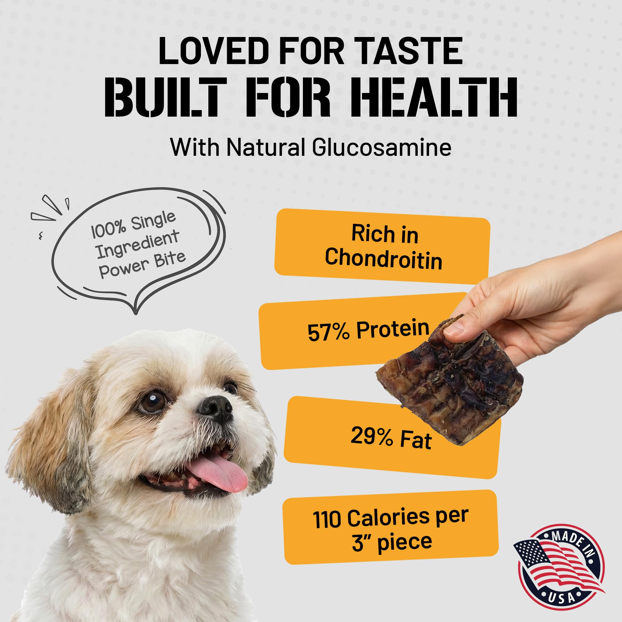 Dog Chits Bison Trachea for Dogs - Dog and Puppy Chews | Amazing for Joints | 8 oz. Bag | Made in USA | All-Natural Treats | Lar