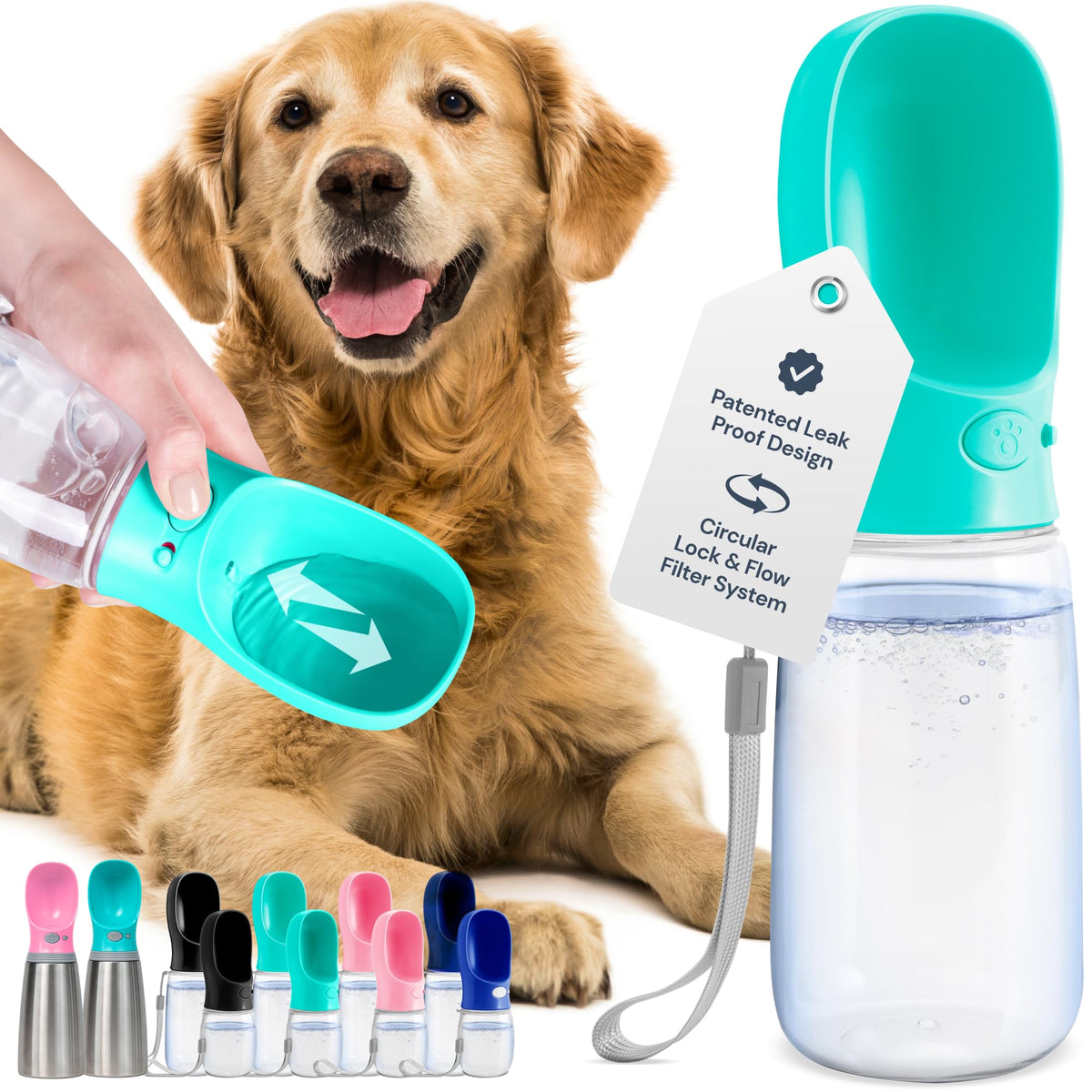 MalsiPree Dog Water Bottle Portable - Leak Proof and Lightweight Water Bottle for Dogs - Dog Travel Water Bottle with Bowl - Dog