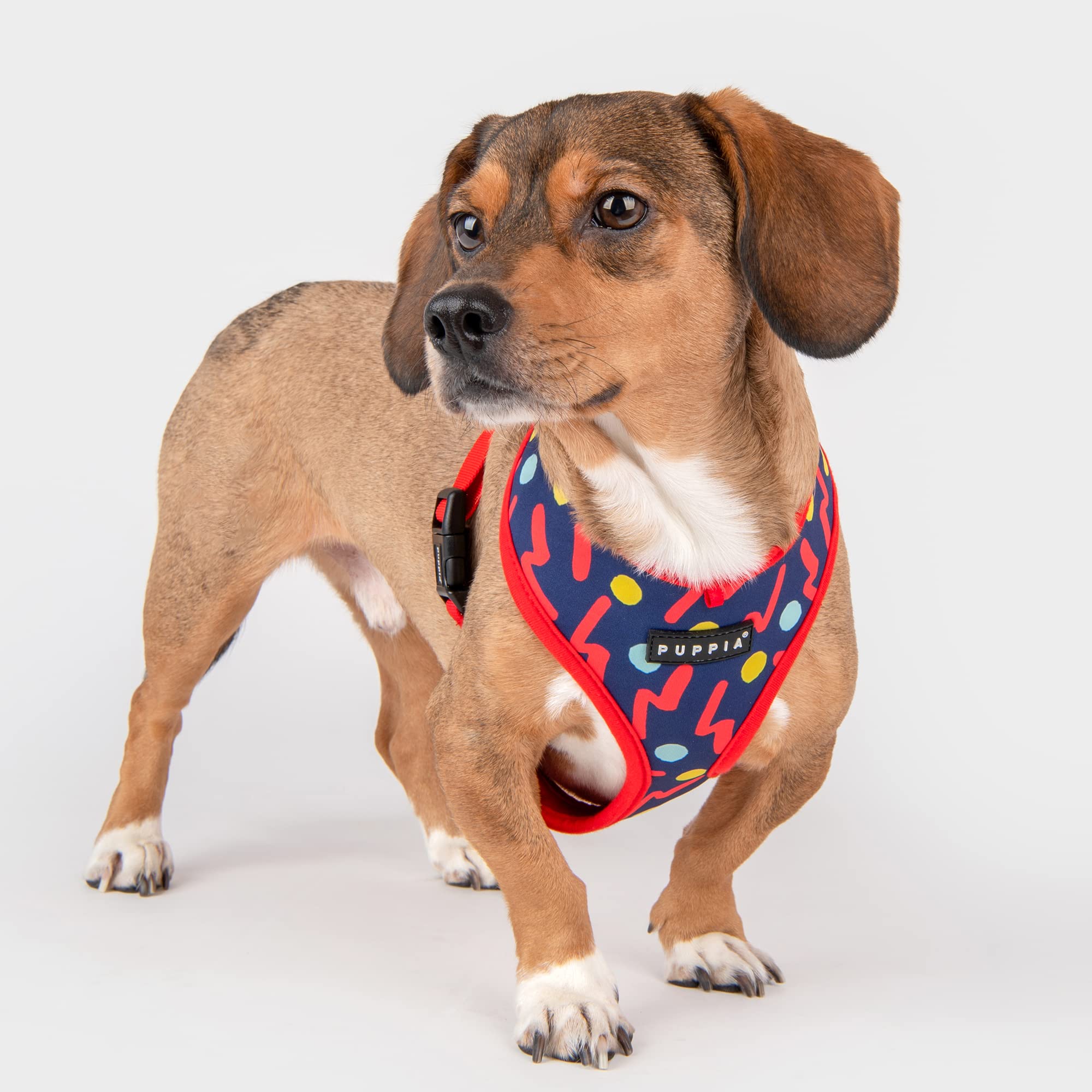 Puppia Spring And Summer Fashion Over-The-Head Dog Harness, Red_Fete, Large