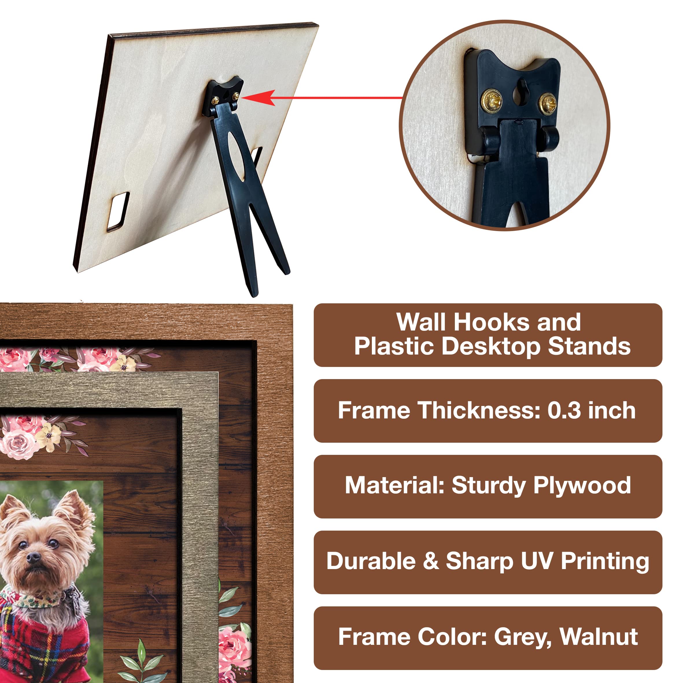 Bfigift Customized Pet Memorial Frame Wood Dog In Picture Deceased Pet Personalized Dog Remembrance Animal Passing Away Wood Gifts Puppy Picture Frames Gifts For Pet Owners Christmas Tabletop Plaque