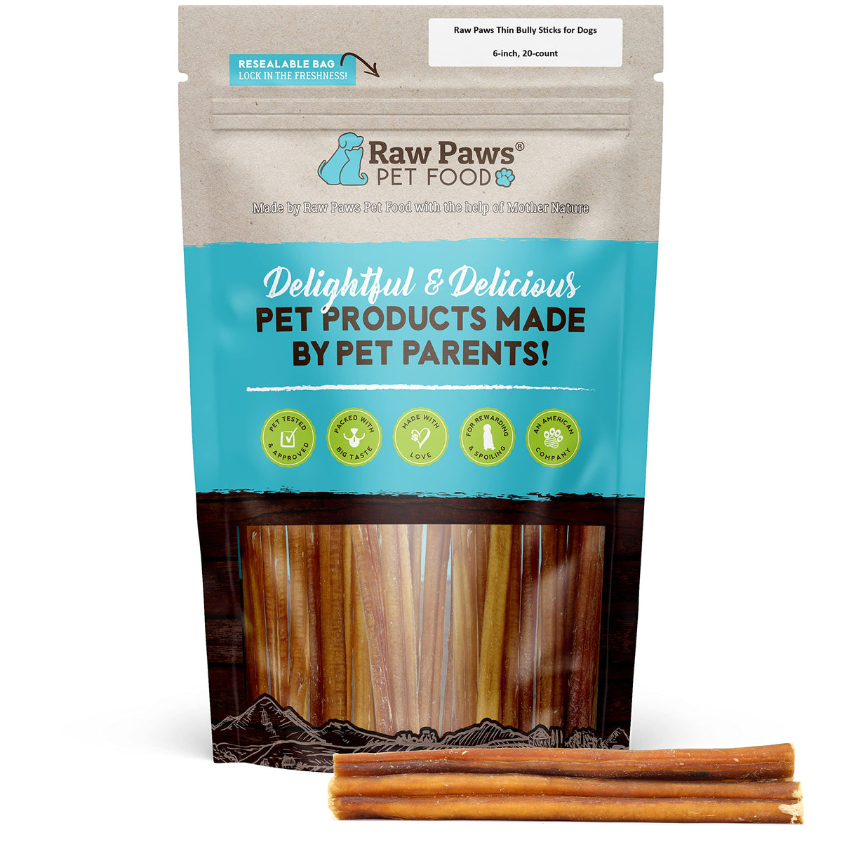 Raw Paws Thin Bully Sticks For Small Dogs 6 Inch, 20-Ct - Grass Fed, Free Range Bull Pizzle - Low Odor Mini Bully Sticks For Puppies - Small Bully Sticks - Puppy Bully Sticks For Dogs - Bully Bones