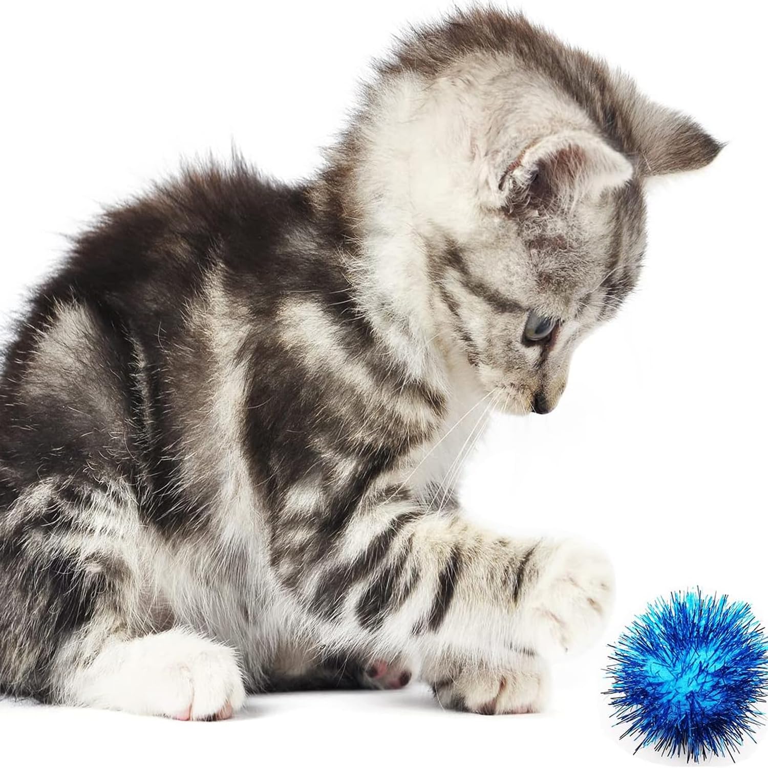 Hersmile Cat Toys For Indoor,35 Pack Interactive Cat Toy Pack Including Crinkle Balls,Sparkle Balls,Spiral Springs For Most Cats