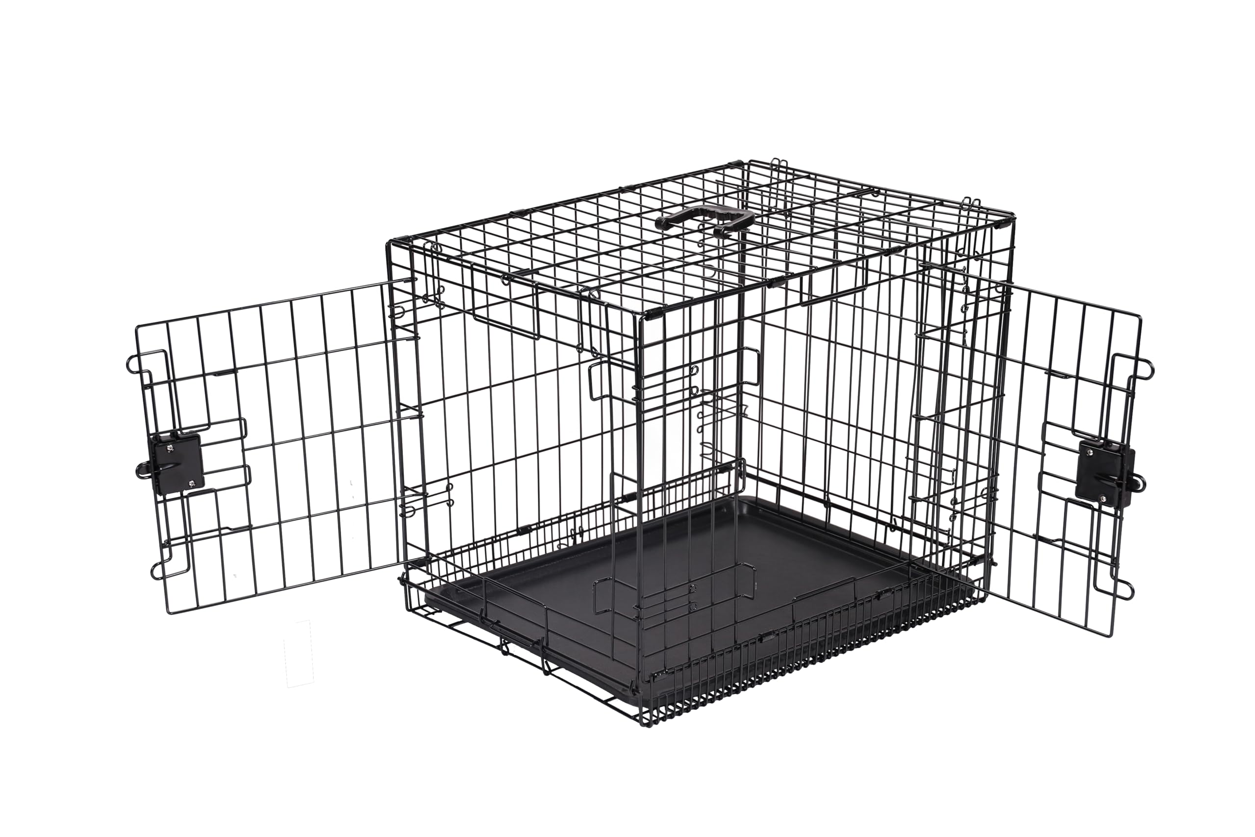 Amazon Basics Durable,Foldable Metal Wire Dog Crate With Tray, Double Door, 30 X 19 X 21 In, Black