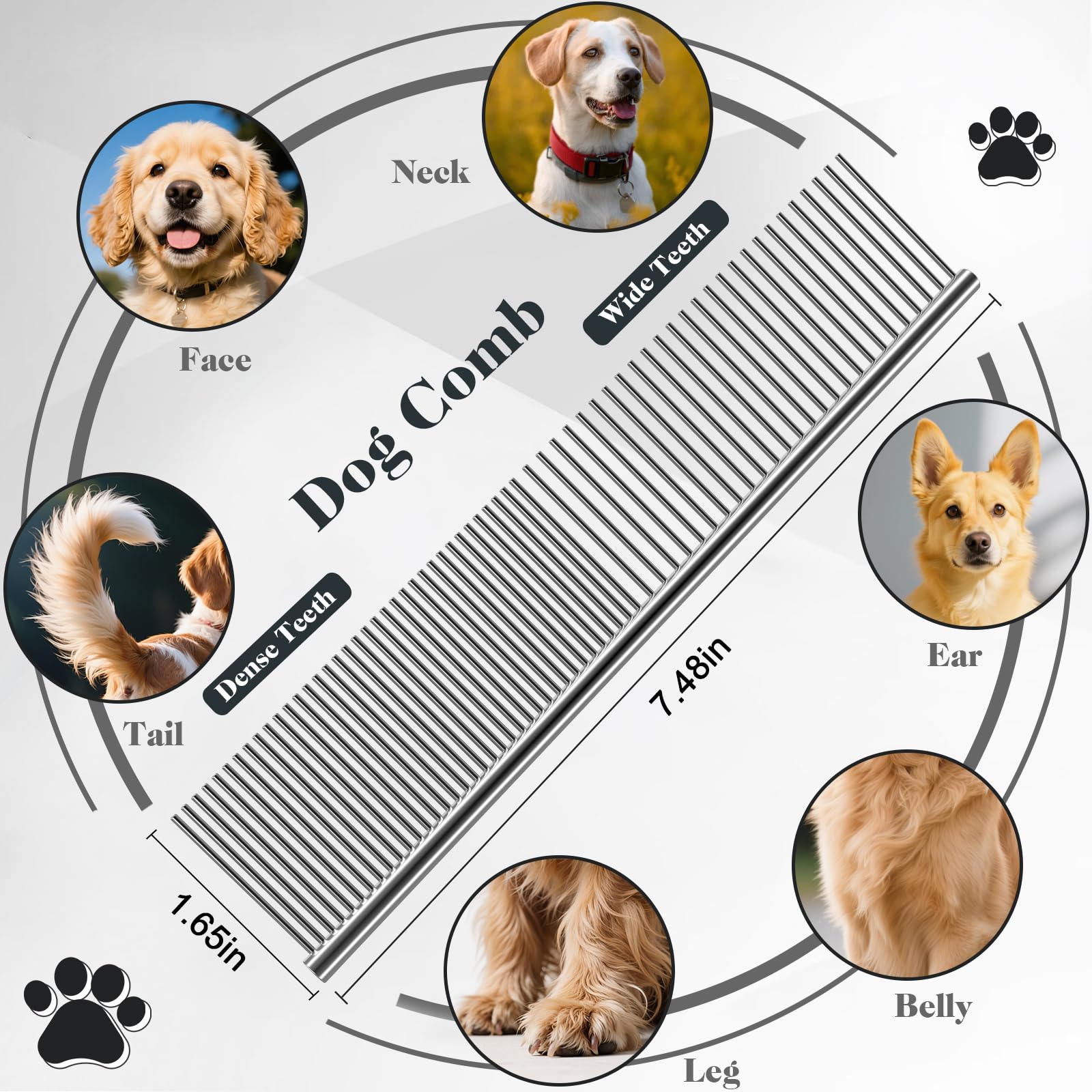 2PCS Slicker Brush for Dogs & Pet Comb,Professional Dog Grooming Brush (Goldendoodles,Poodles,Labradoodles) with Extra Long Pins