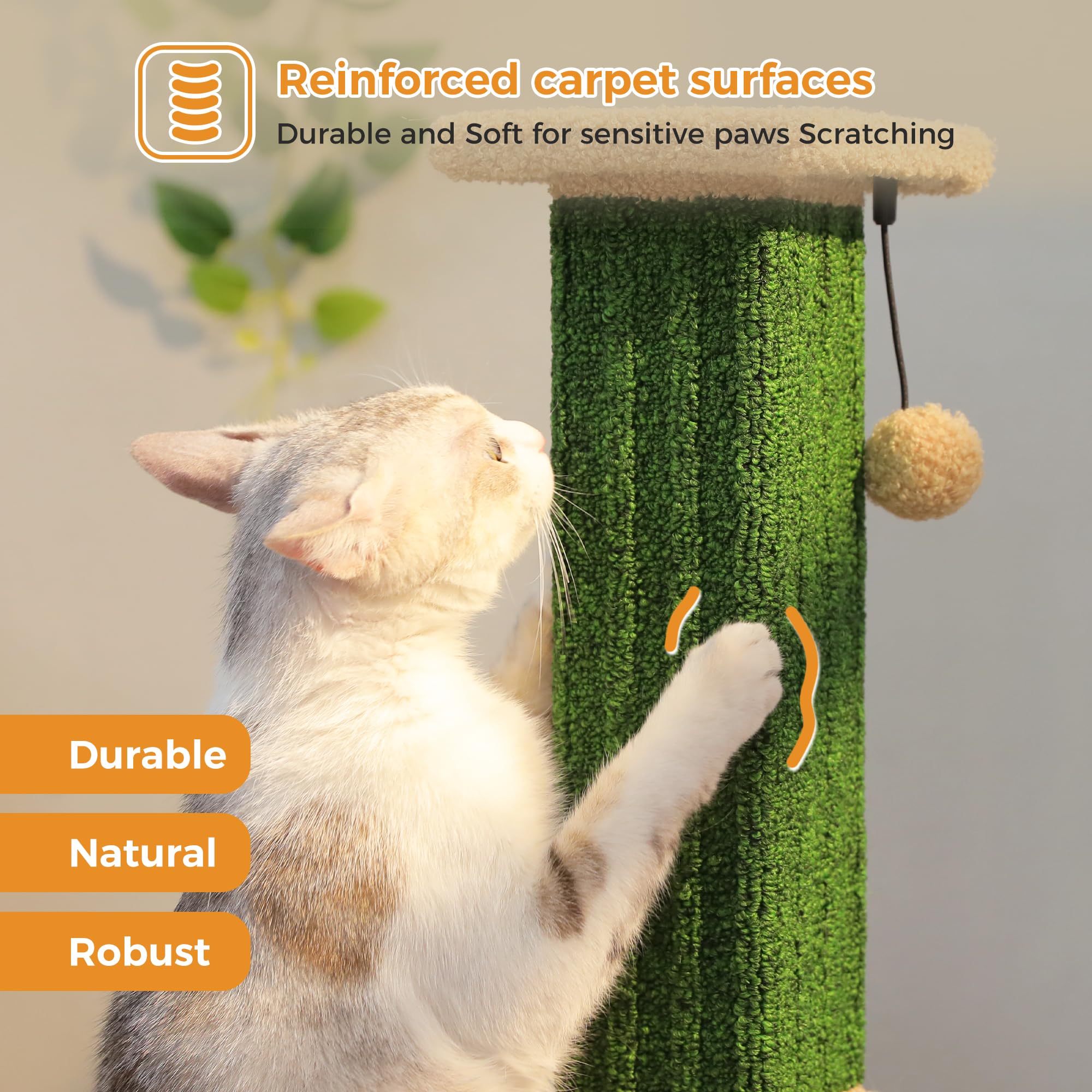 Pawz Road Carpet Cat Scratching Post 32    Tall Scratching Post For Indoor Cats Adults Ultimate Scratch Post With Carpet, Large