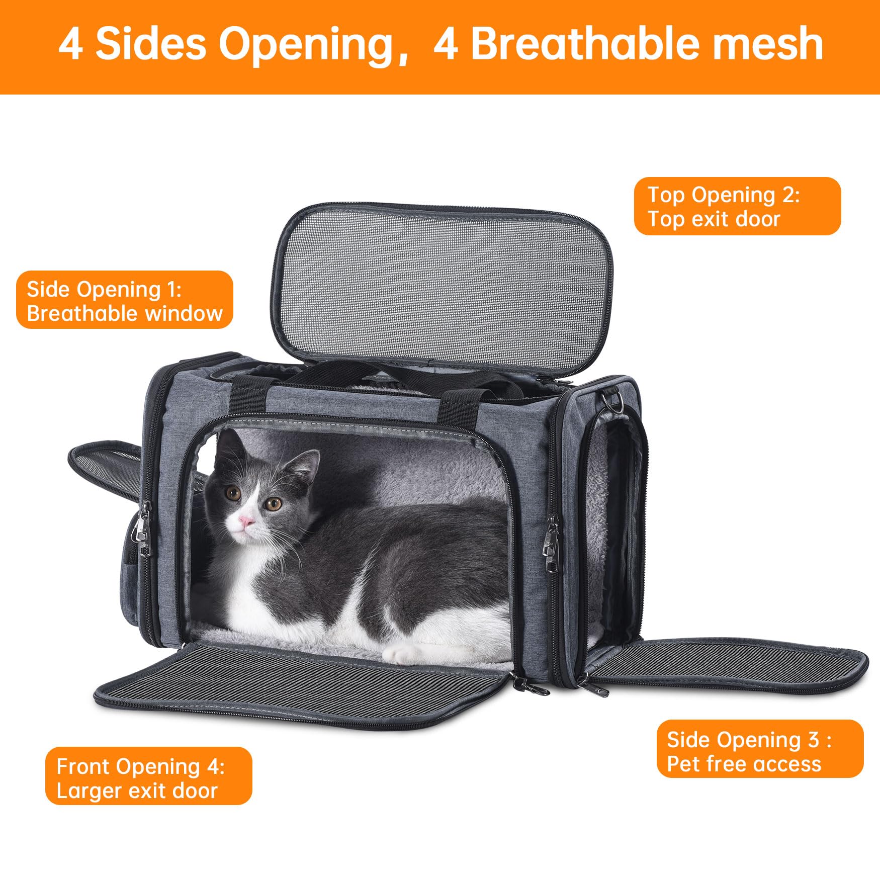 Groxkox Cat Carrier Pet Travel Carrier By Airplane Approved Under Seat, Tsa Airline Approved Soft-Sided Dogs Carrier Bag For Cat