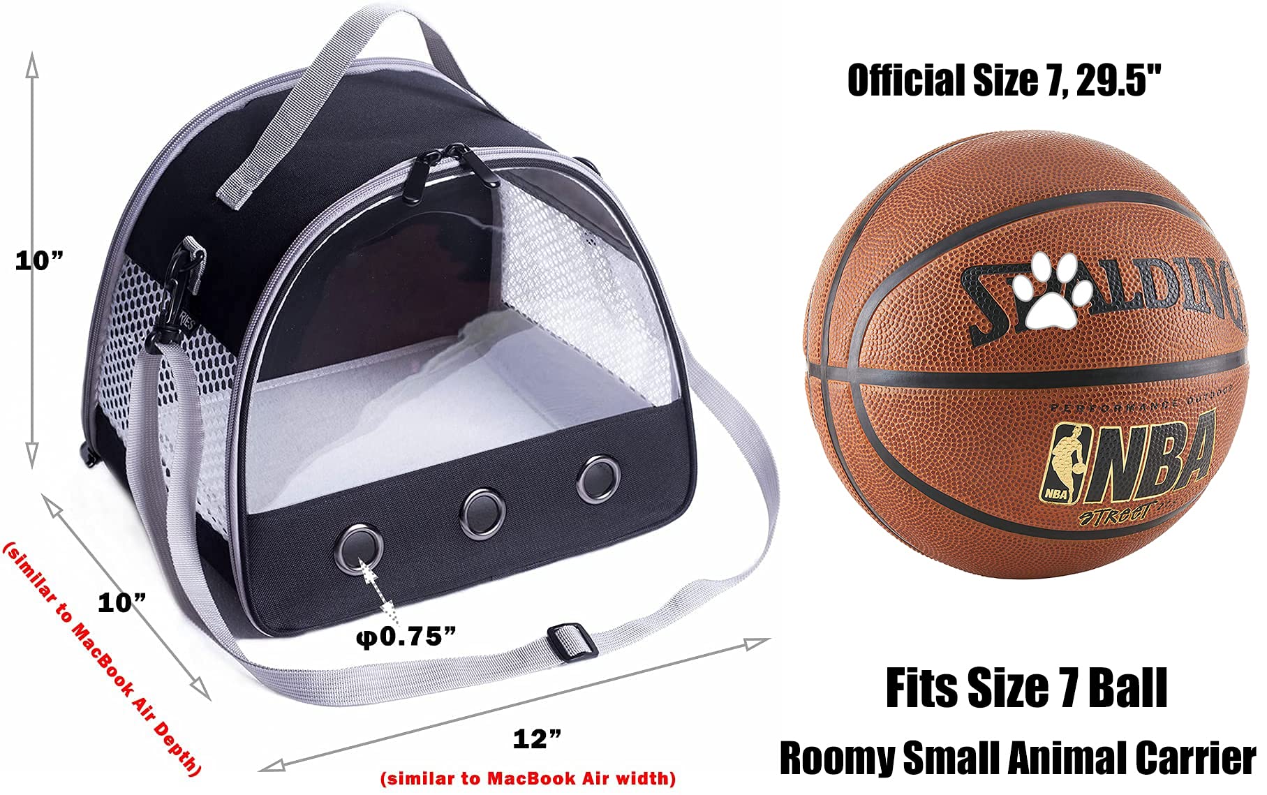 Guinea Pig Carrier Backpack, Clear Bubble Window Backpack For Guinea Pig, Bunny Rat Bird (Black, Carrier)