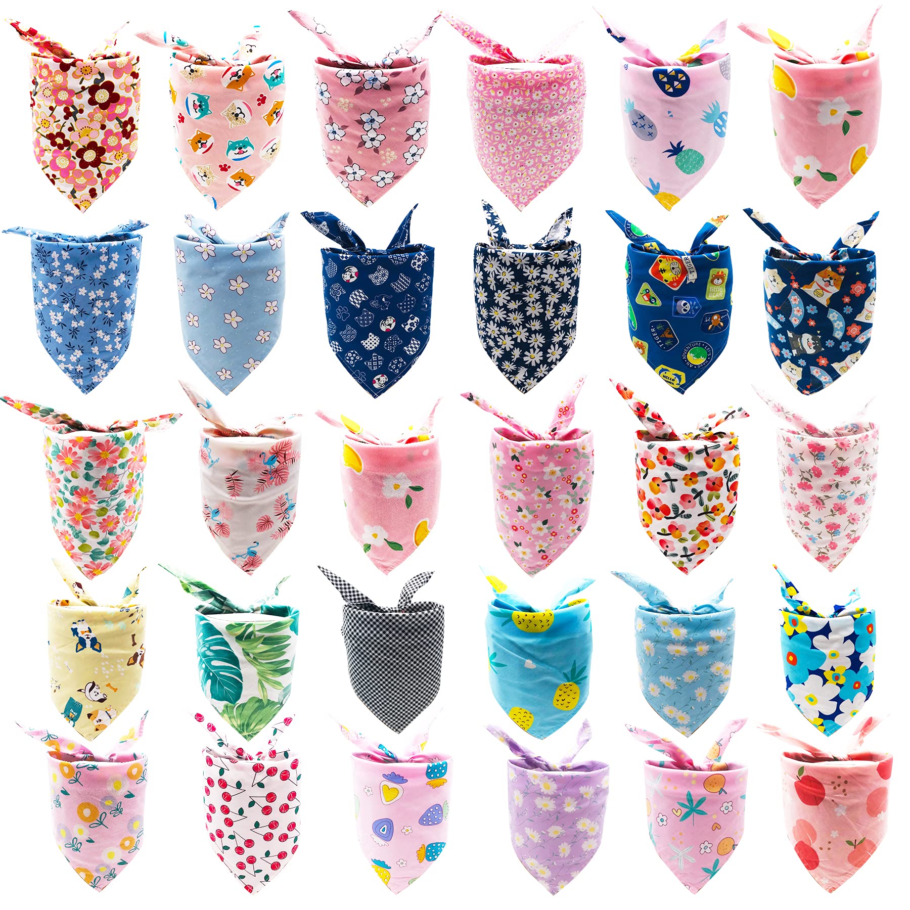Jpgdn 100Pcs Small Dogs Bandanas Cotton Bulk Pet Summer Bandanas Kerchief Triangle Bibs Scarves Scarfs Random Patterns For Boys 