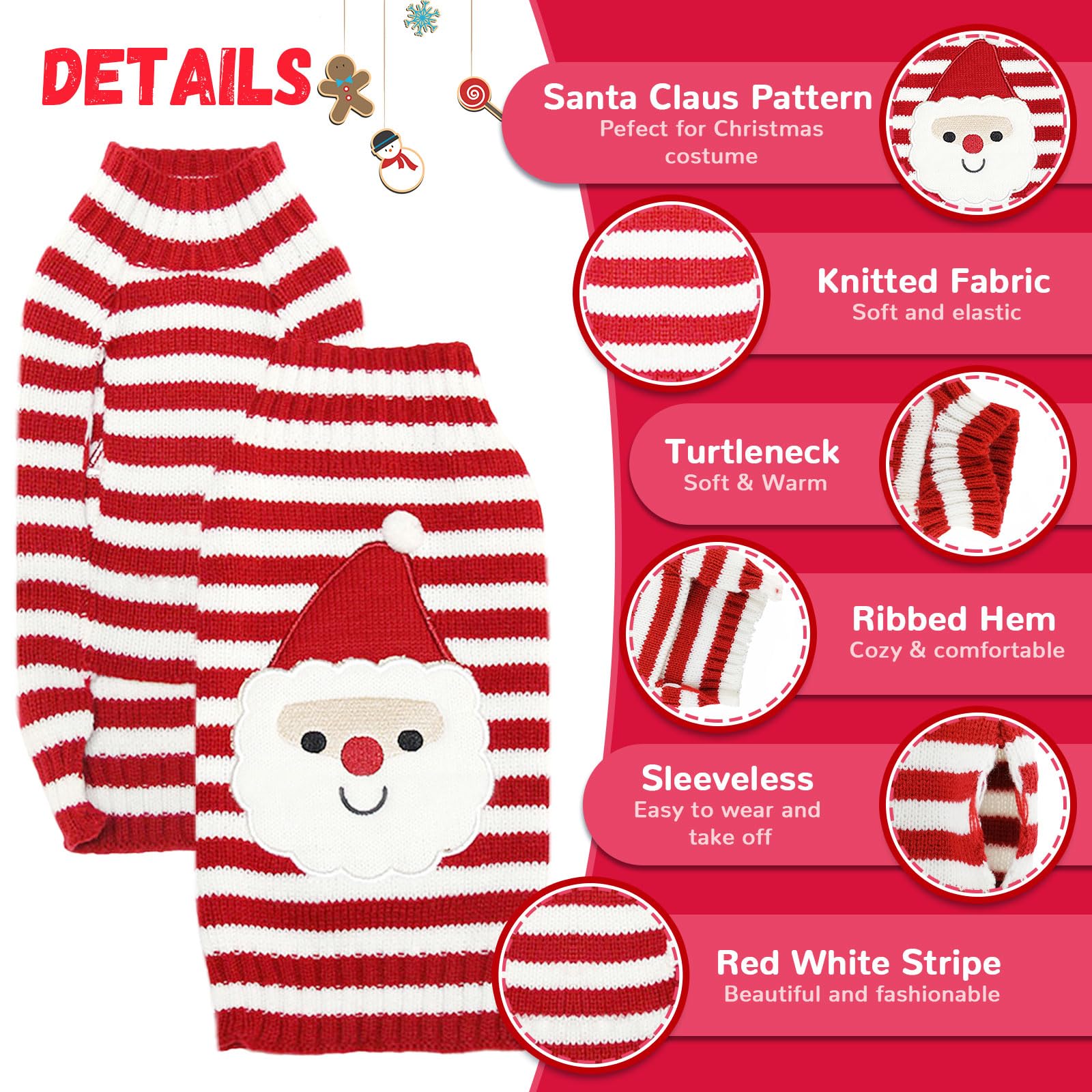 Doggyzstyle Dog Christmas Sweater Xmas Pet Clothes Cute Striped Santa Claus Costume Holiday Puppy Cat Jumpers Outfits New Year G