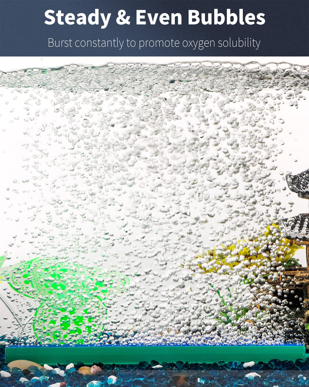 Pawfly Aquarium Air Stone Bar Bubbler 8 Inch, Fish Tank Bubbler Stone with 4 Suction Cups Square Oxygen Diffuser for Air Pump Fi