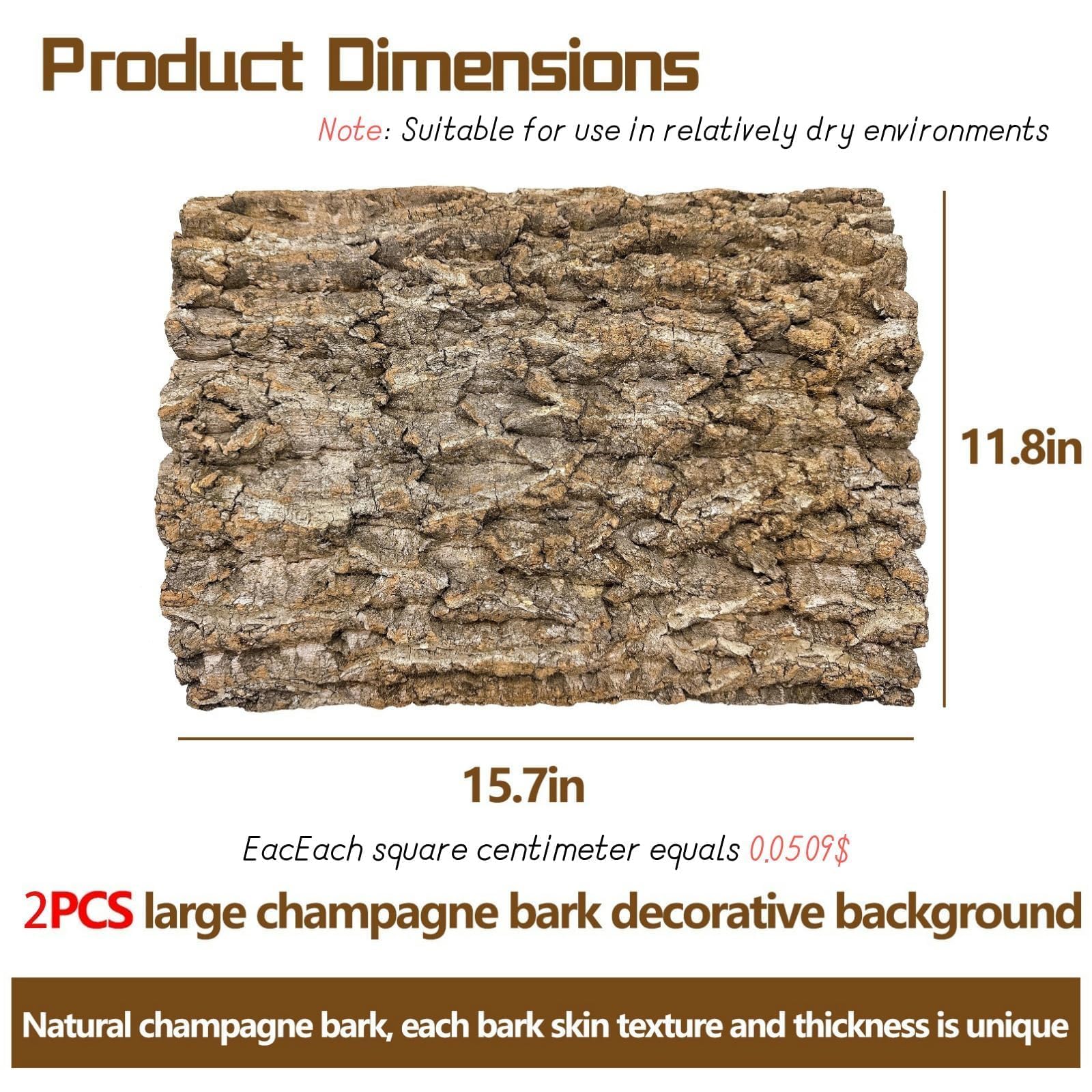 2Pcs Cork Terrarium Background 15.7X11.8In Natural Cork Large Bark Backdrop Reptile Climbing Mat Habitat Decor For Spider Lizard Chamelon Turtle Beared Dragon