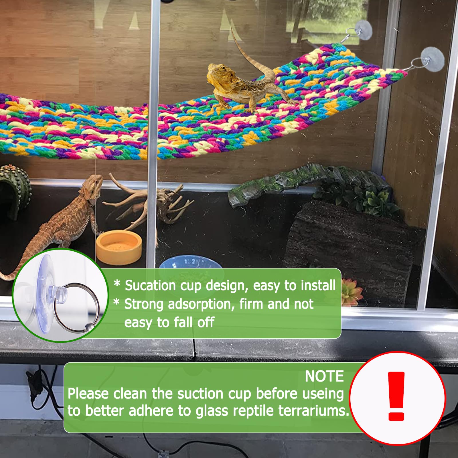 Qwr 30'' X 7'' Upgraded Soft Reptile Lizard Hammock,Lengthened Thicker Hammock For Bearded Dragon Tank Swing Hanging With Strong