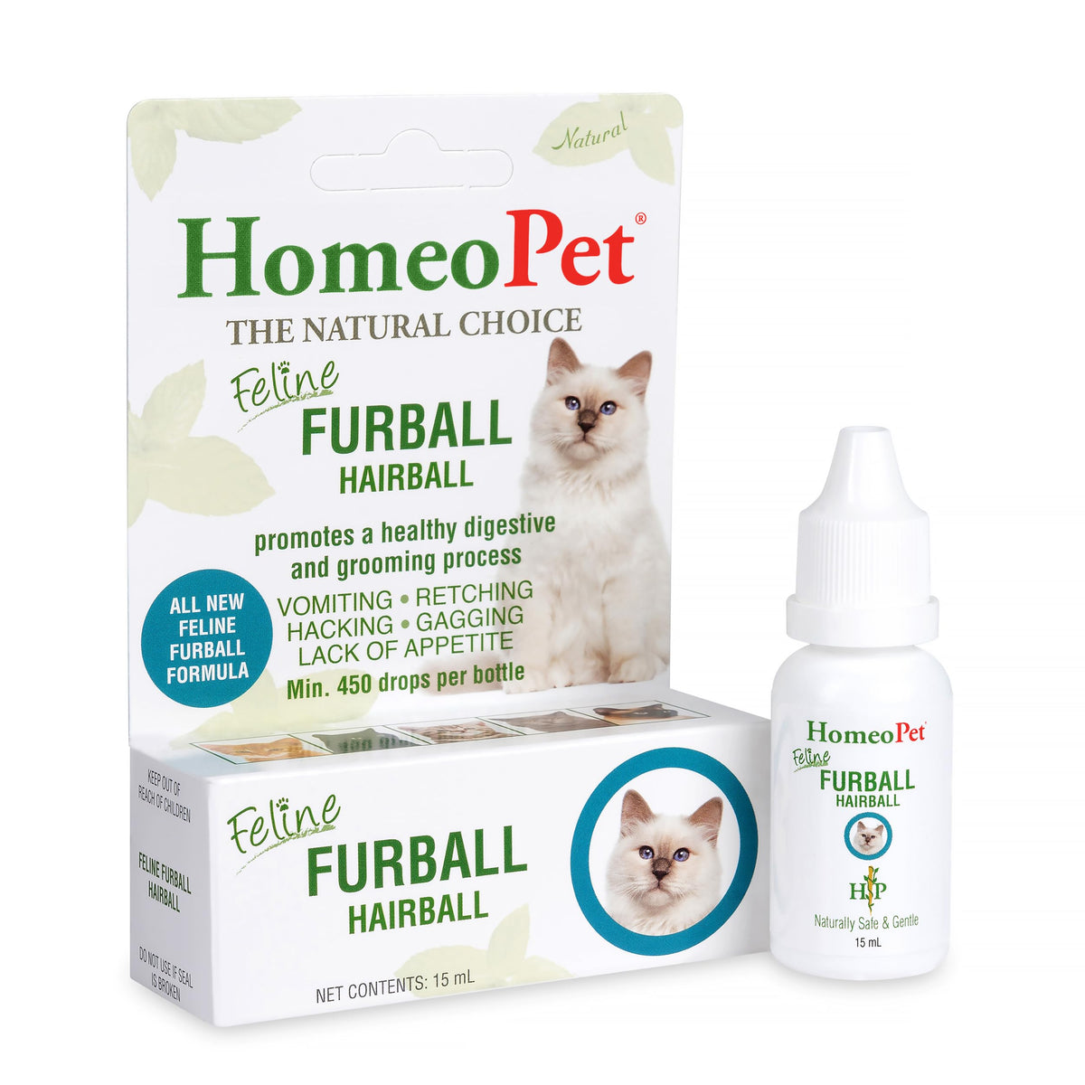 Homeopet Feline Furball, Safe And Natural Hairball Medicine For Cats, Natural Pet Medicine, 15 Milliliters