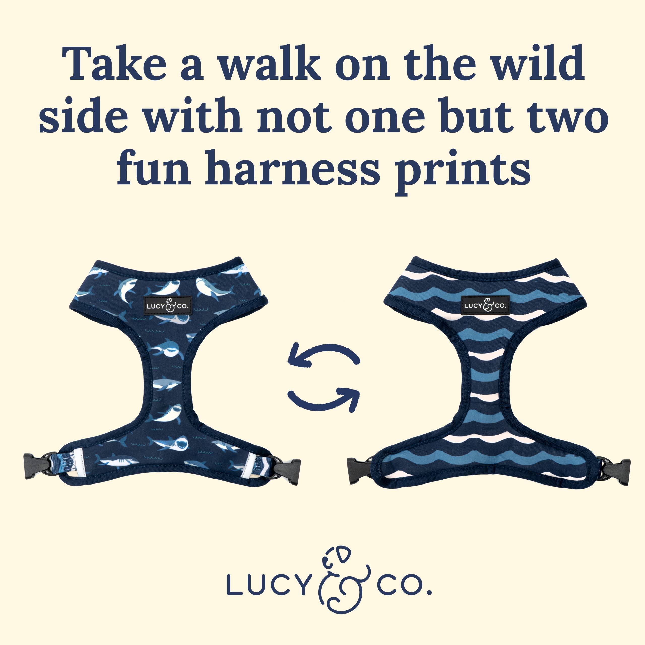 Lucy & Co. Reversible Dog Harness Walking Halter - Harnesses For Small Medium Large Xl Dogs - Padded Adjustable - For German She