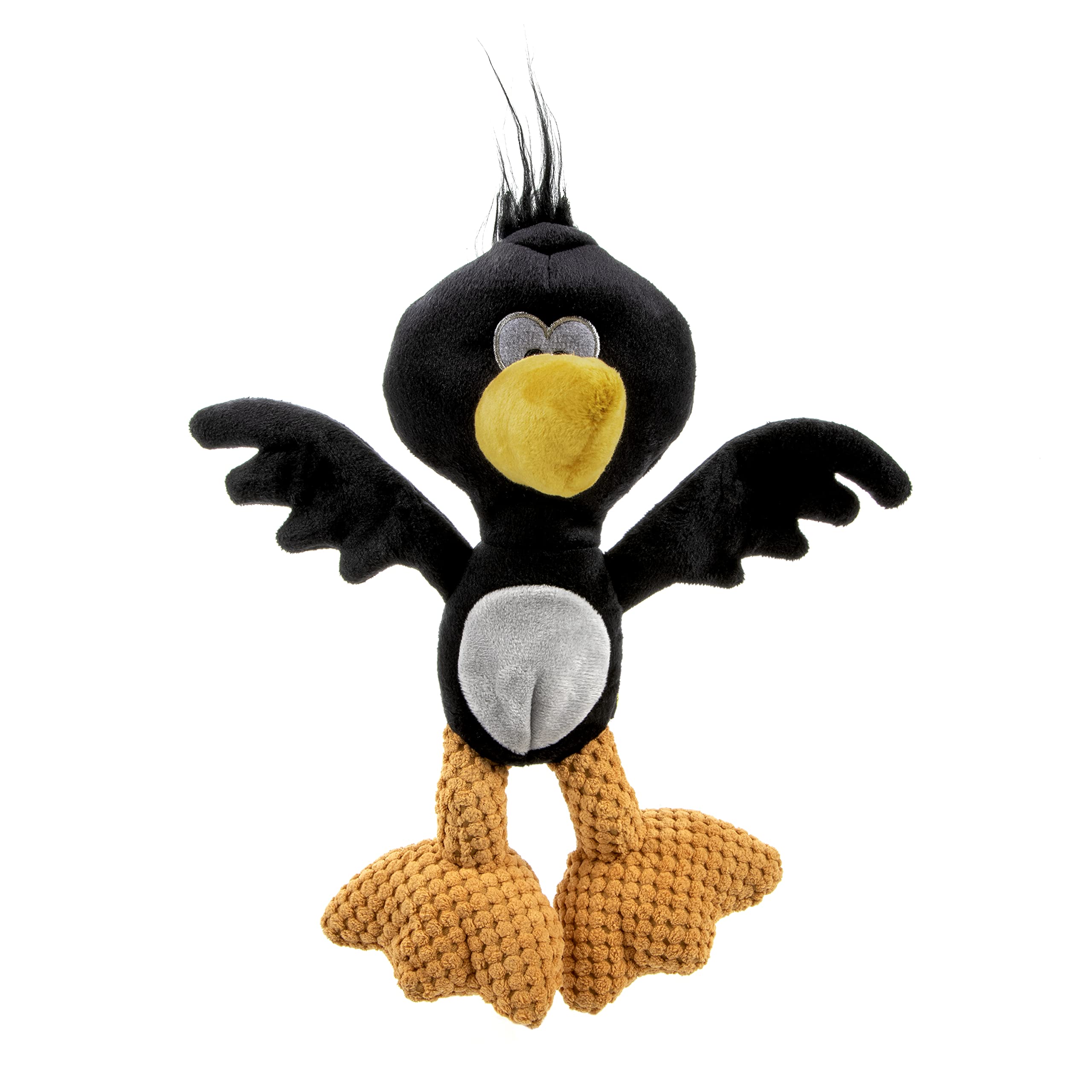 Trustypup Strong 'N Silent Birds Crow Silent Squeak Plush Dog Toy, Chew Guard Technology - Black, Large
