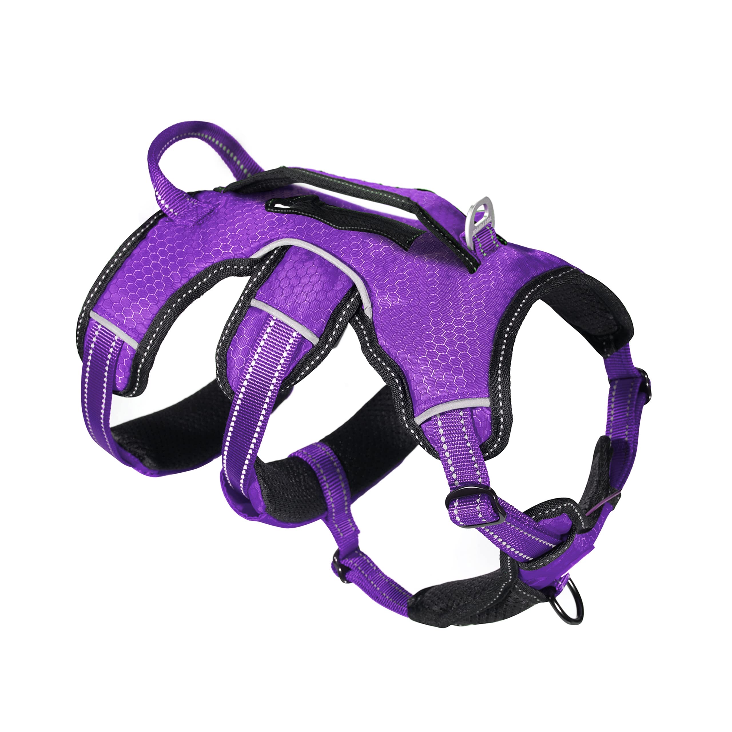 Tuff Pupper Updated For 2022 - Tracker No Escape Dog Harness  Dual Escape Proof Leash Attachments  5 Point Adjustable Fit Harnes