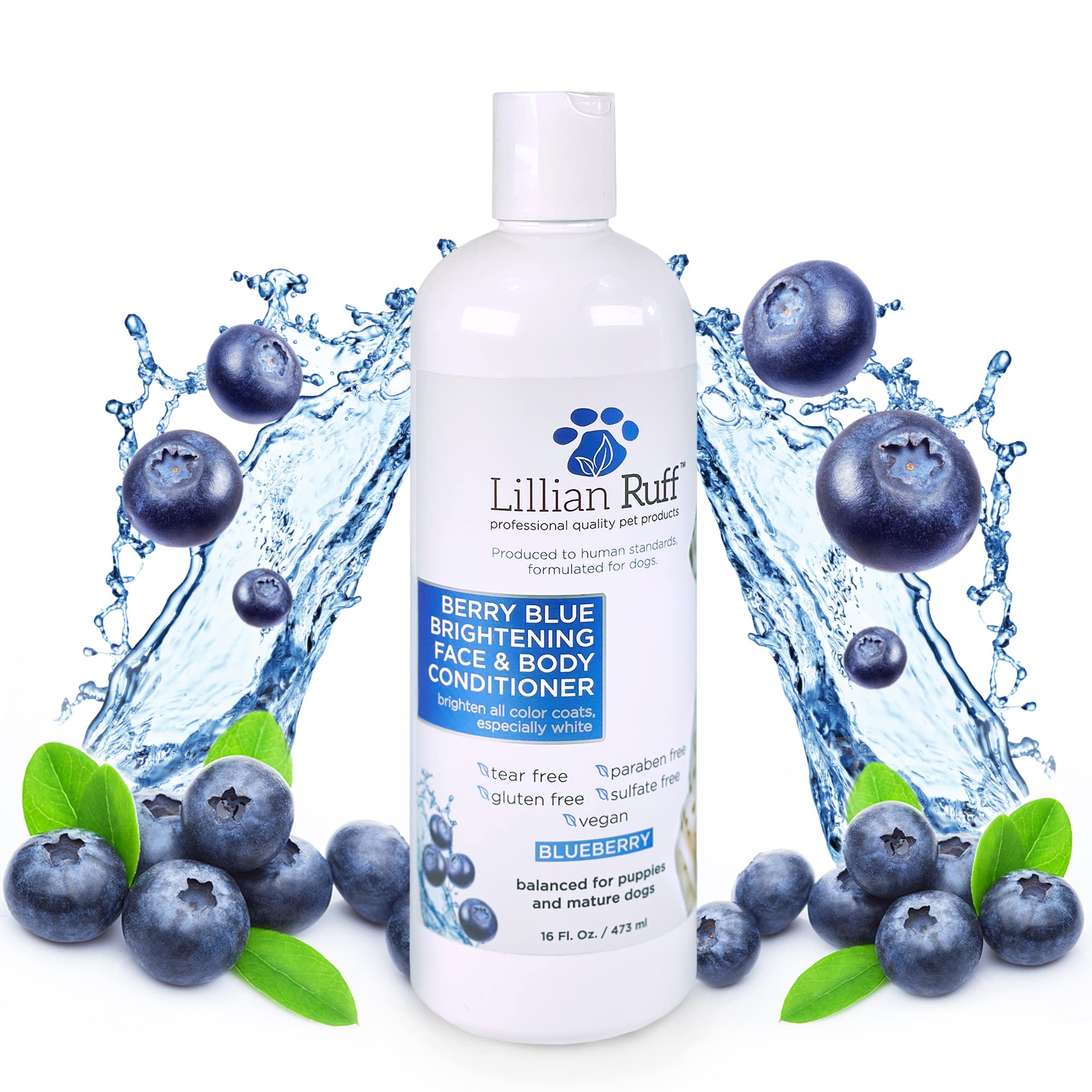 Lillian Ruff Berry Blue Brightening Face And Body Conditioner For Dogs & Cats - Tear Free Blueberry Conditioner - Remove Tear St