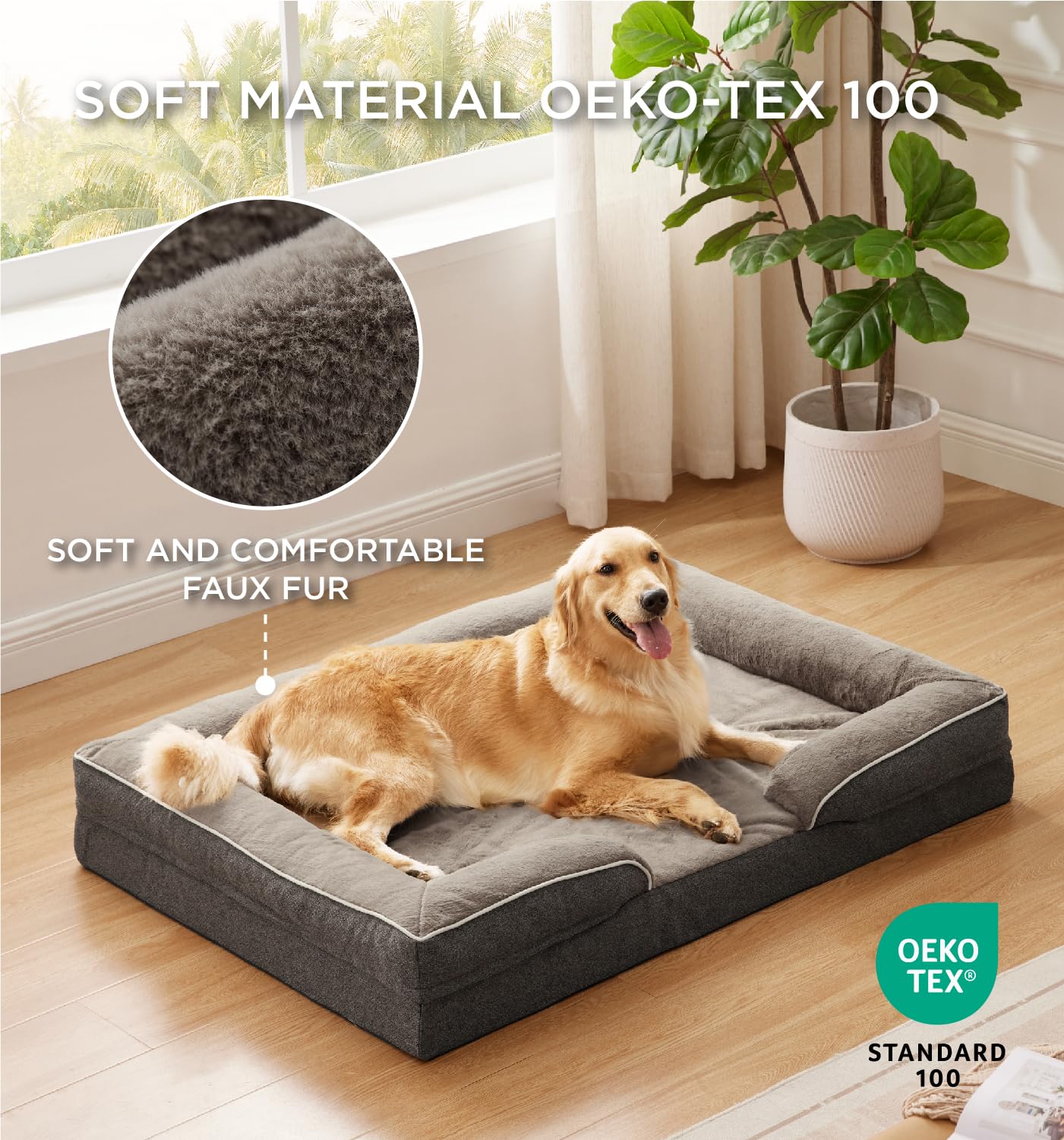 Made4Pets Orthopedic Dog Bed for Extra Large Dogs, Supportive Foam XL Pet Bed Sofa with Washable Removable Cover, Waterproof Lar