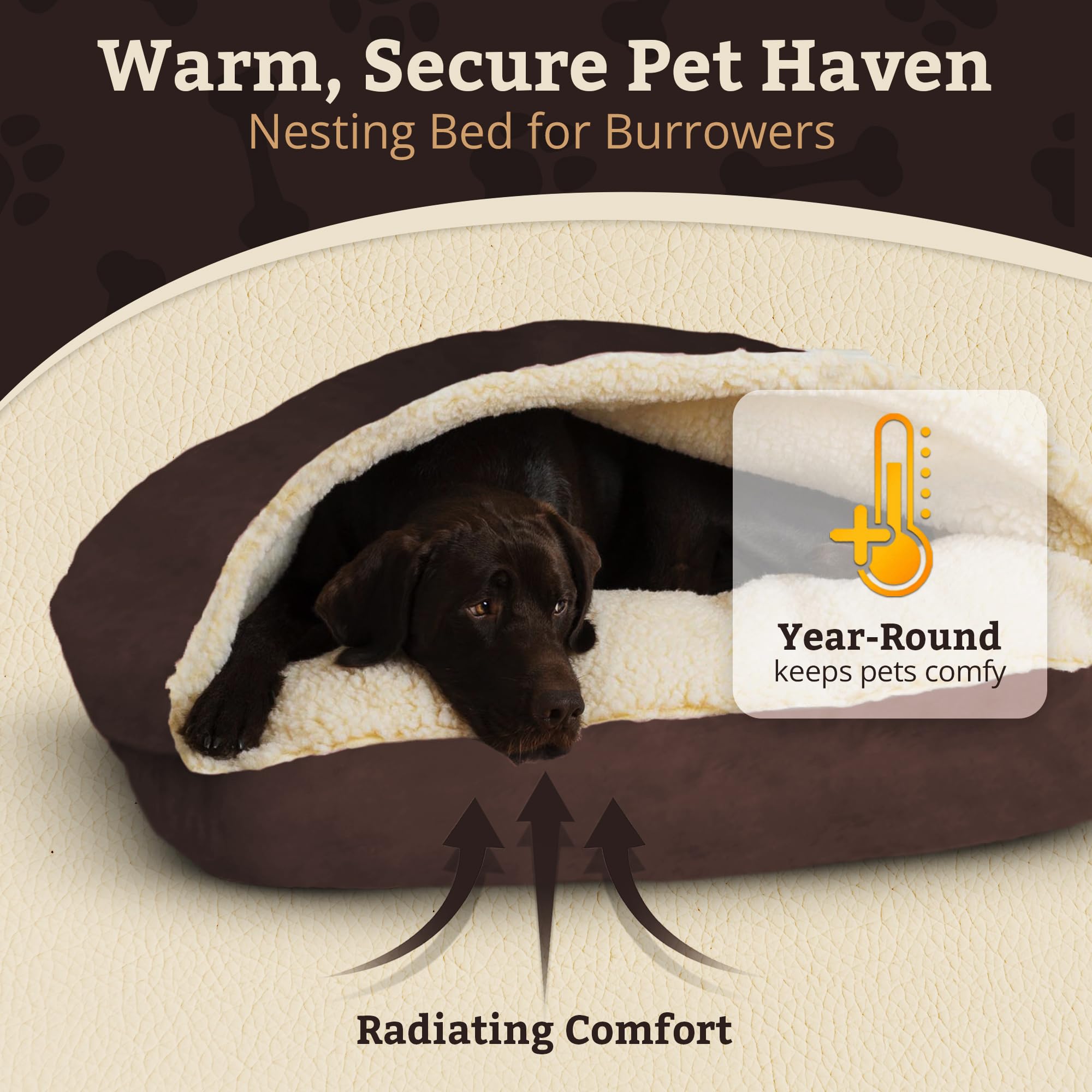 Snoozer Pet Products Luxury Rectangle Cozy Cave Dog Bed With Microsuede, Large, Hot Fudge