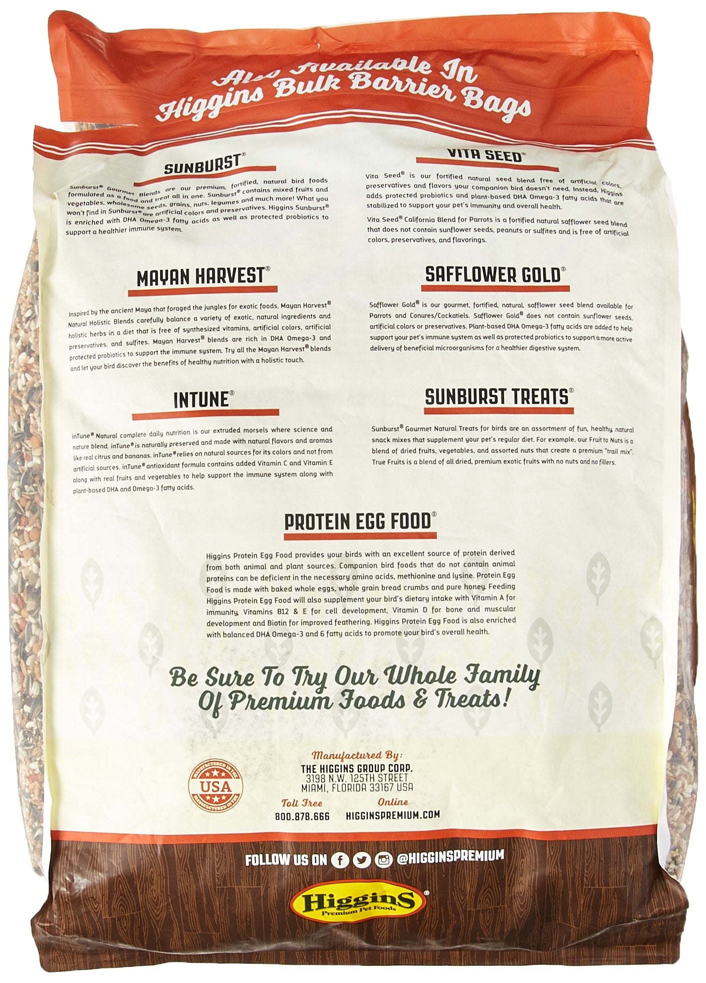 Higgins 466150 Vita Seed Conure Lovebird Food For Birds, 25-Pound