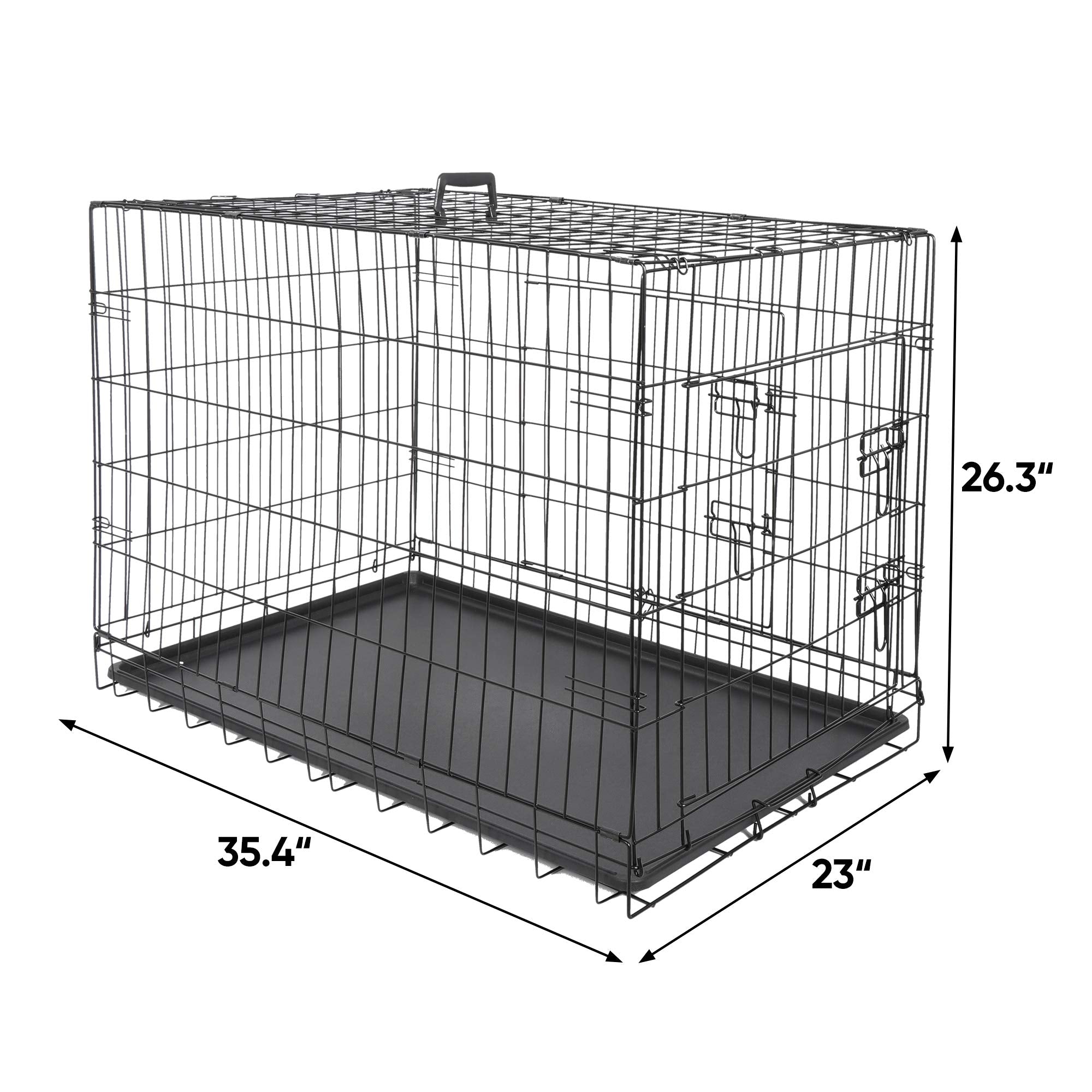 Epetlover 36-Inch Double Door Dog Crates Folding Metal Pet Kennel Wire Cage With Tray For Small Medium Large Sized Dogs, Indoor