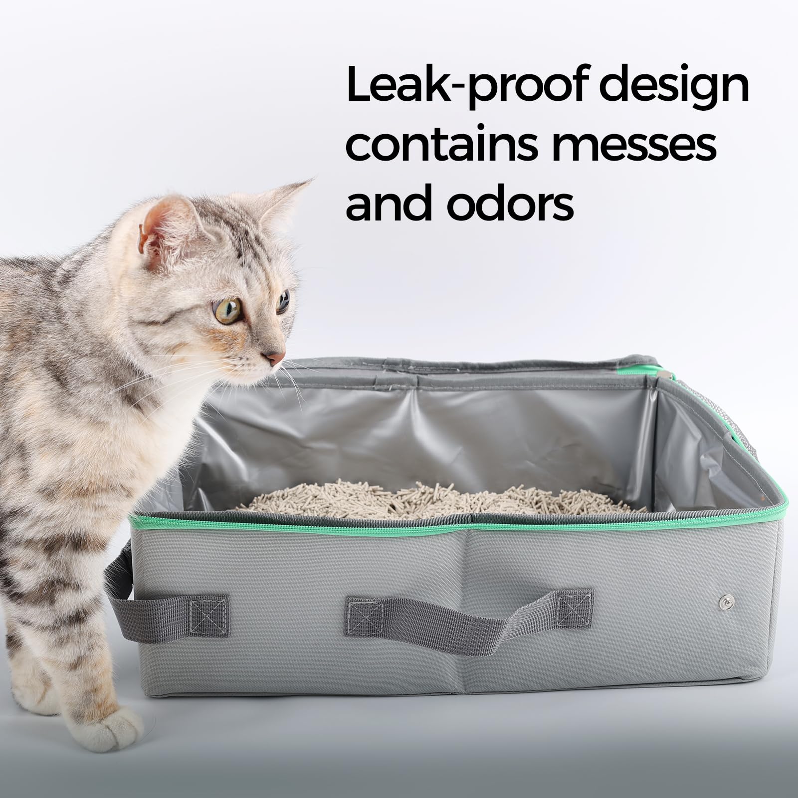 Pangdi Travel Litter Box For Cats, Portable Collapsible With Lid, Leak-Proof, Odor Control, Easy Cleaning, In Hotels, Camping, R