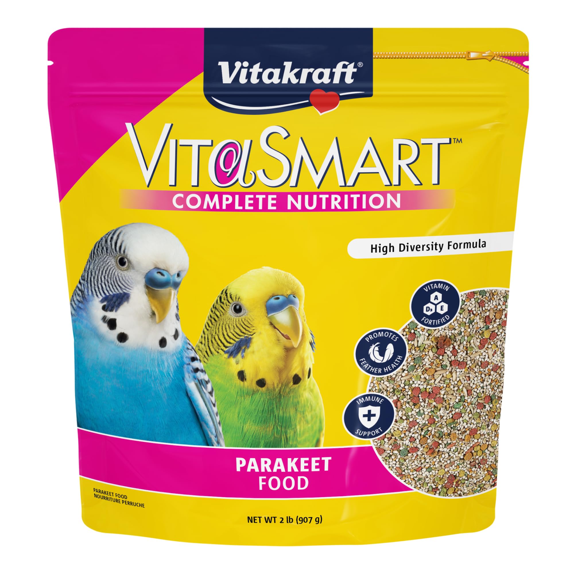 Vitakraft Vita Smart Gourmet Parakeet Food - Vitamin-Fortified - Daily Pet Bird Food 2 Pound (Pack of 1)