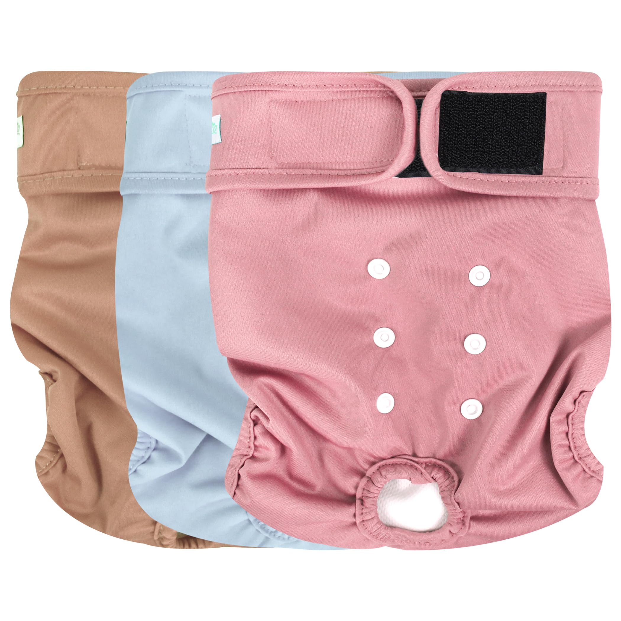 wegreeco Washable Female Dog Diapers Highly Absorbent Reusable Diapers for Dog in Heat Dog Period, 3 Pack (Morandi,Large