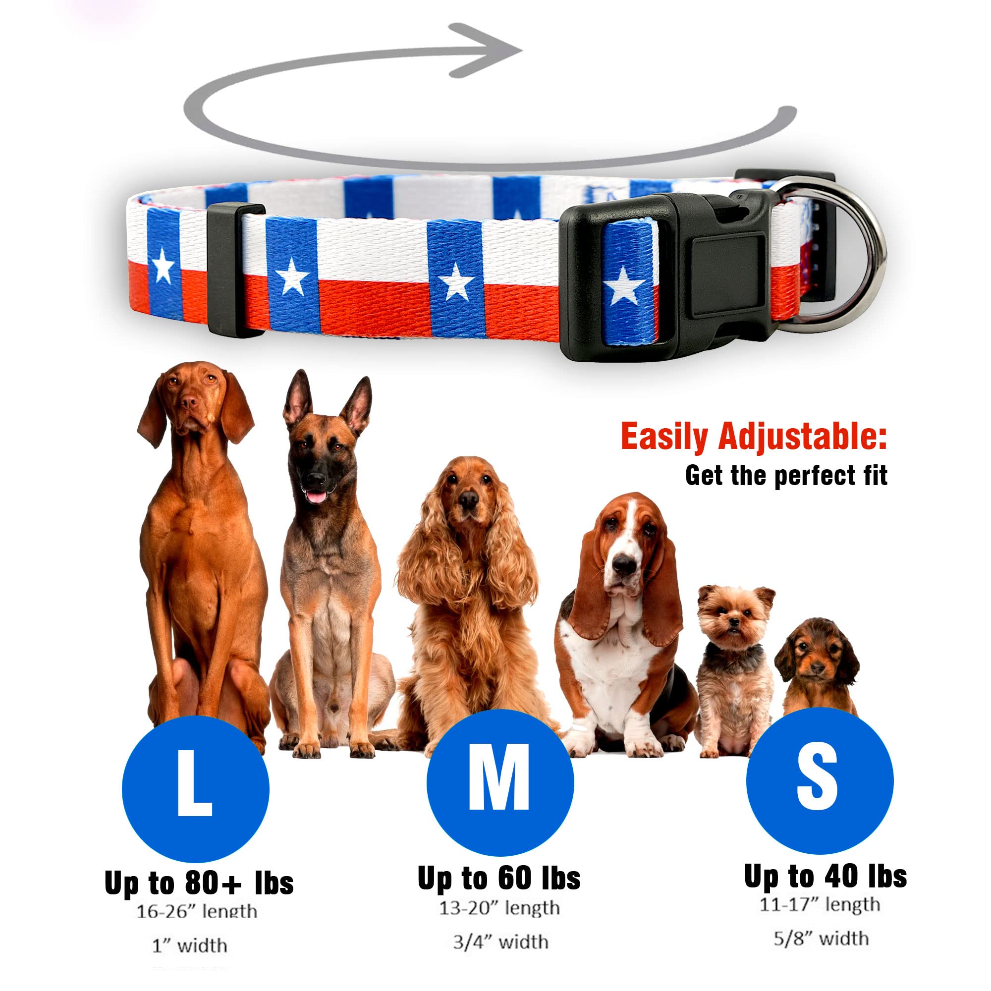 Native Pup Texas State Flag Dog Collar (Texas, Large)