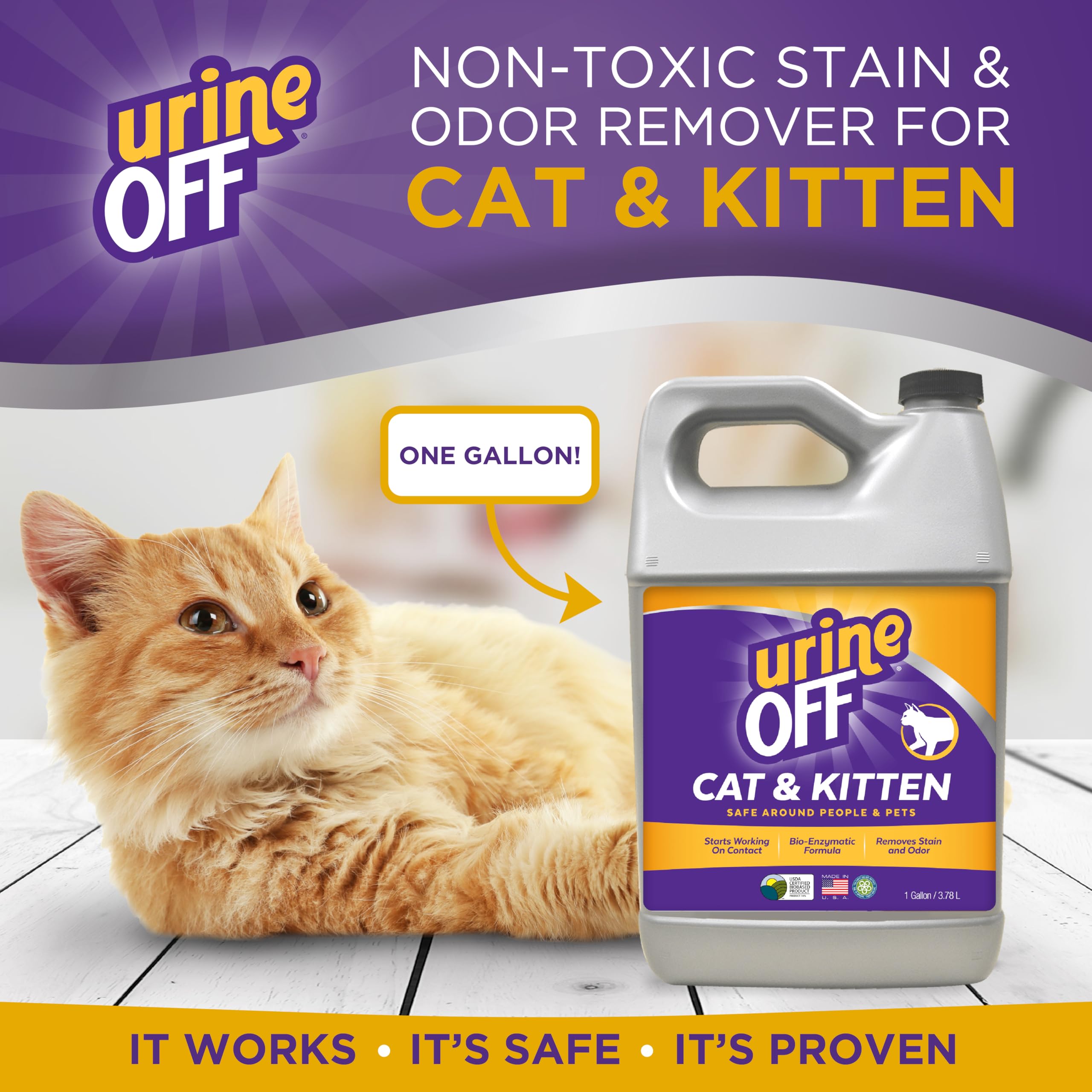 Urine Off Kitten & Cat Pet Stain Remover | Fresh Scent Carpet Cleaner | Bio Enzymatic Stain & Urine Odor Eliminator | Pet Safe C