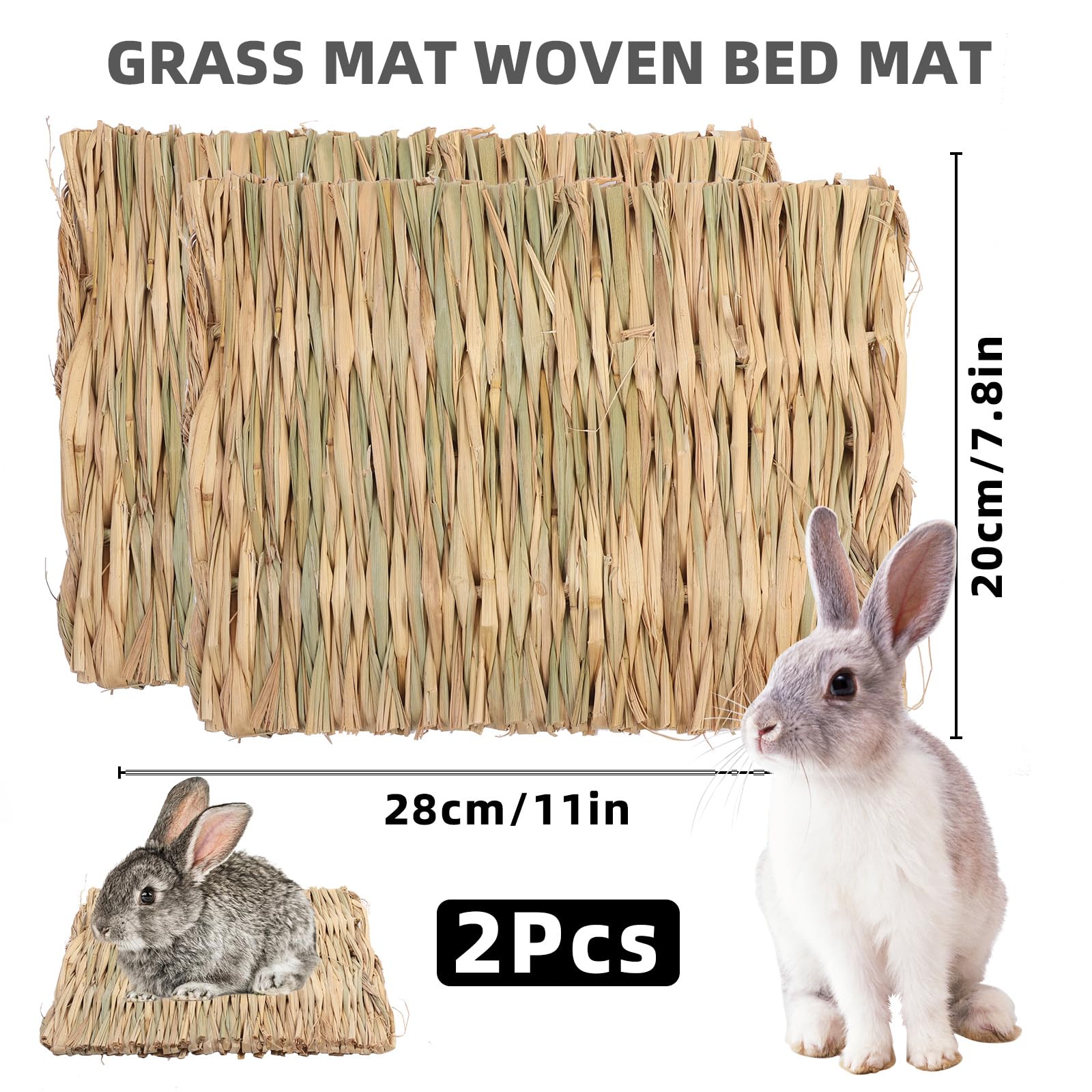 4 Pcs Rabbit Scratcher Mat, Rabbit Grass Mats For Rabbits Cage Accessories, Natural Sisal Cat Rabbit Scratching Pad, Natural Hay