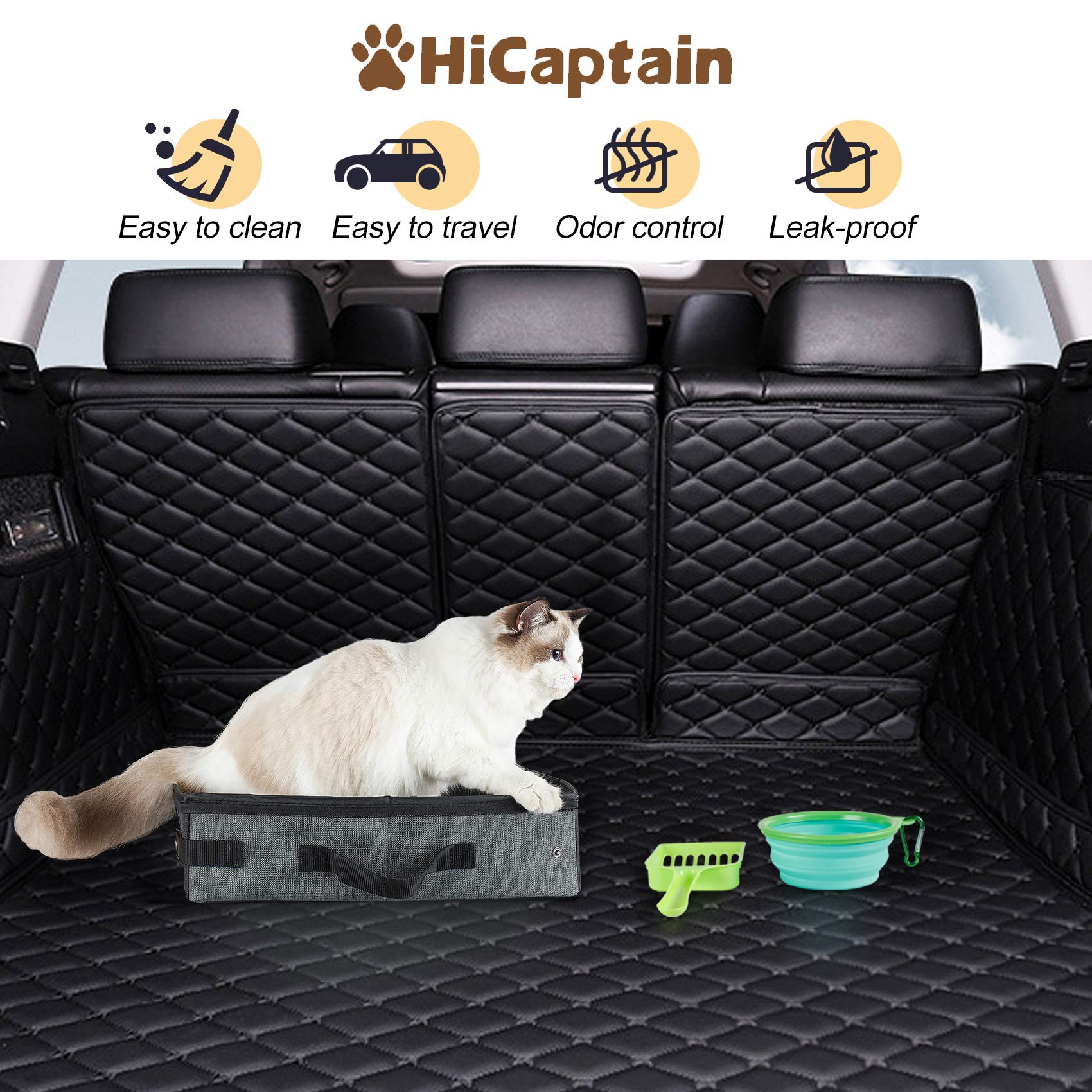 Hicaptain Travel Litter Box For Cat With Lid And Handle Standard Portable Collapsible Litter Carrier For Cat (L,Black/Gray)