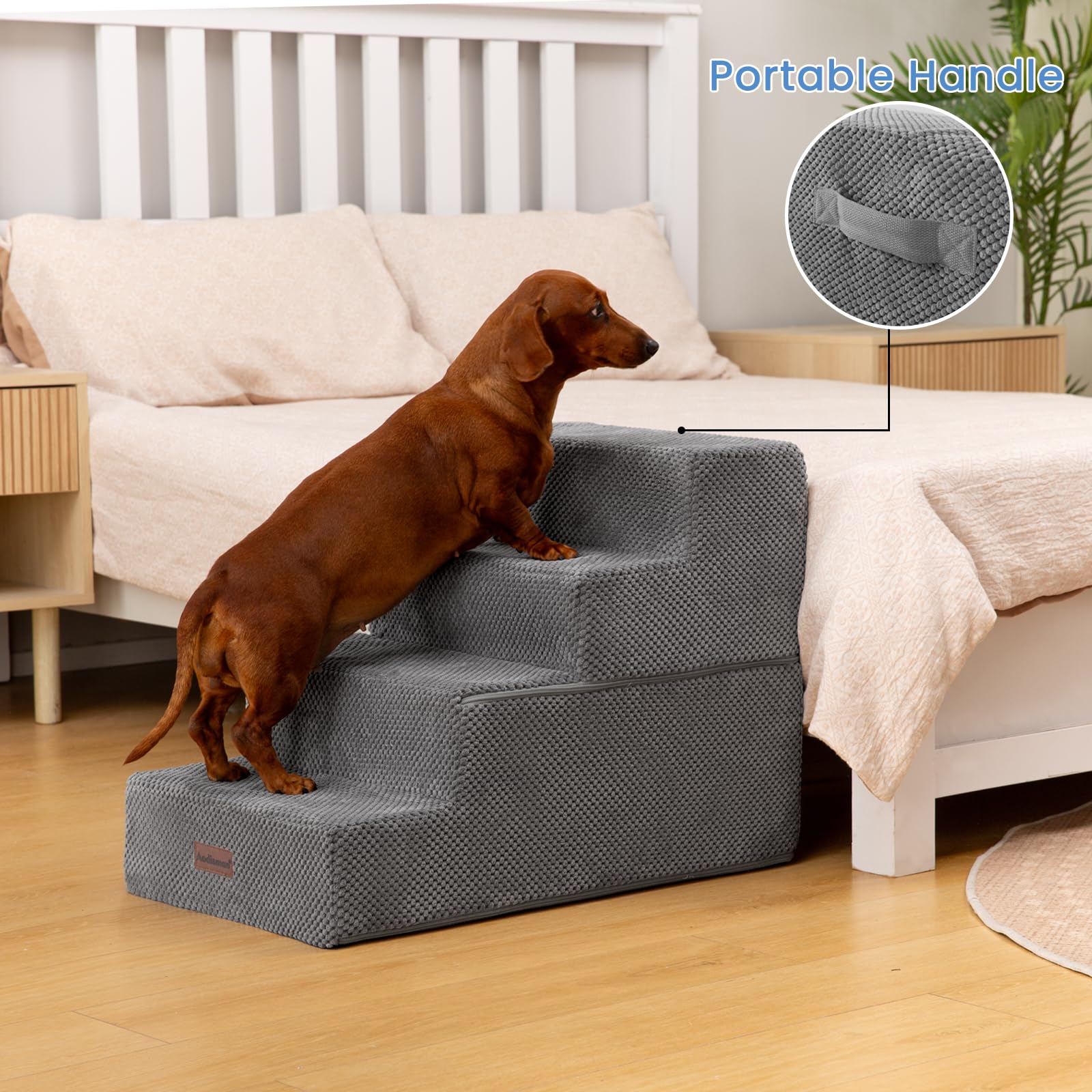 Aodisman Dog Stairs for Bed 18.5 H, 4-Step Dog Steps for Small Dogs and Cats, Indoor Non-Slip Balanced Pet Stairs are Suitable f