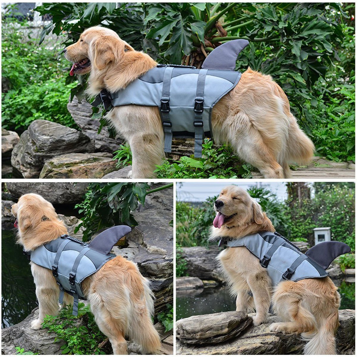 A-MORE Dog Life Jackets Dog Saver Life Jacket Dog Swimming Vest Adjustable Life Jacket for Dogs Large