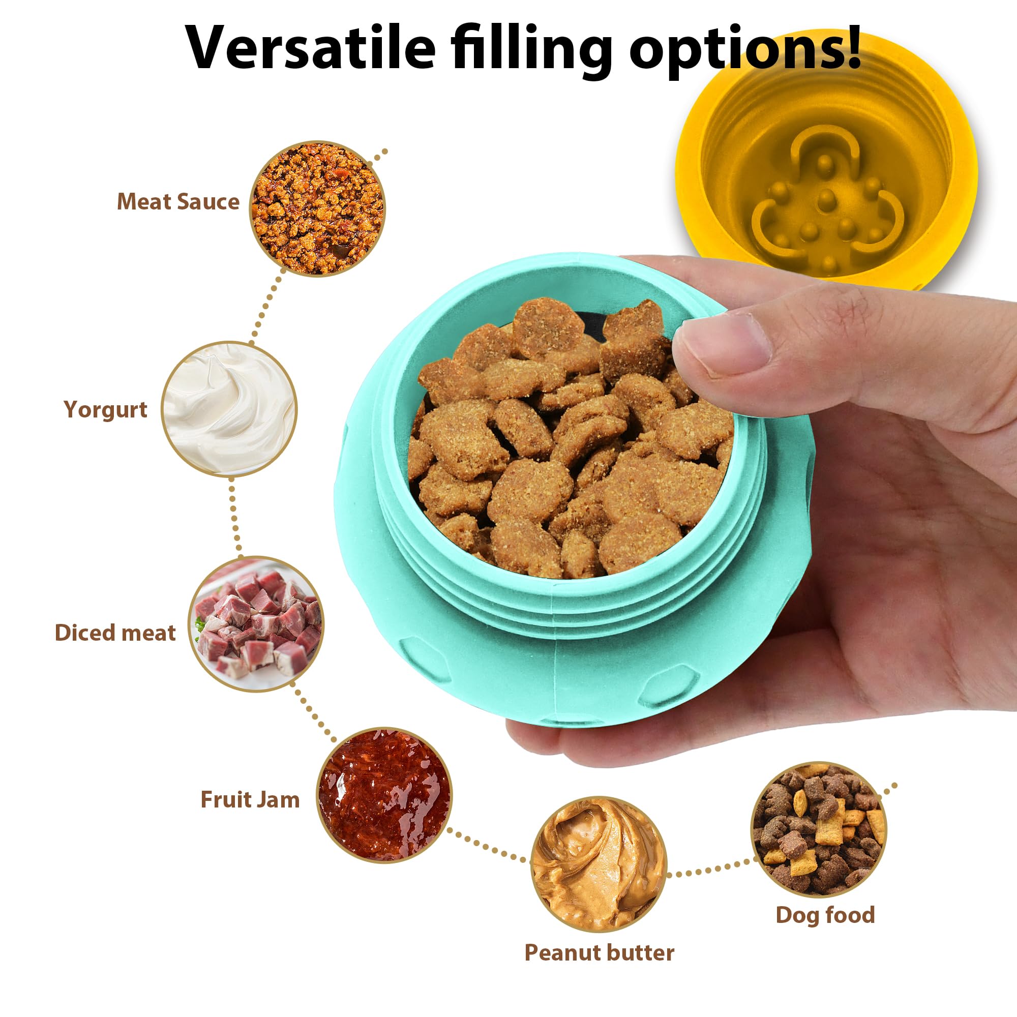 PawSailor Dog Treat Dispensing Toys, Interactive Slow Feeder Toy - Fill and Freeze Dog Food, Keep Them Busy-Reduces Anxiety/Bore
