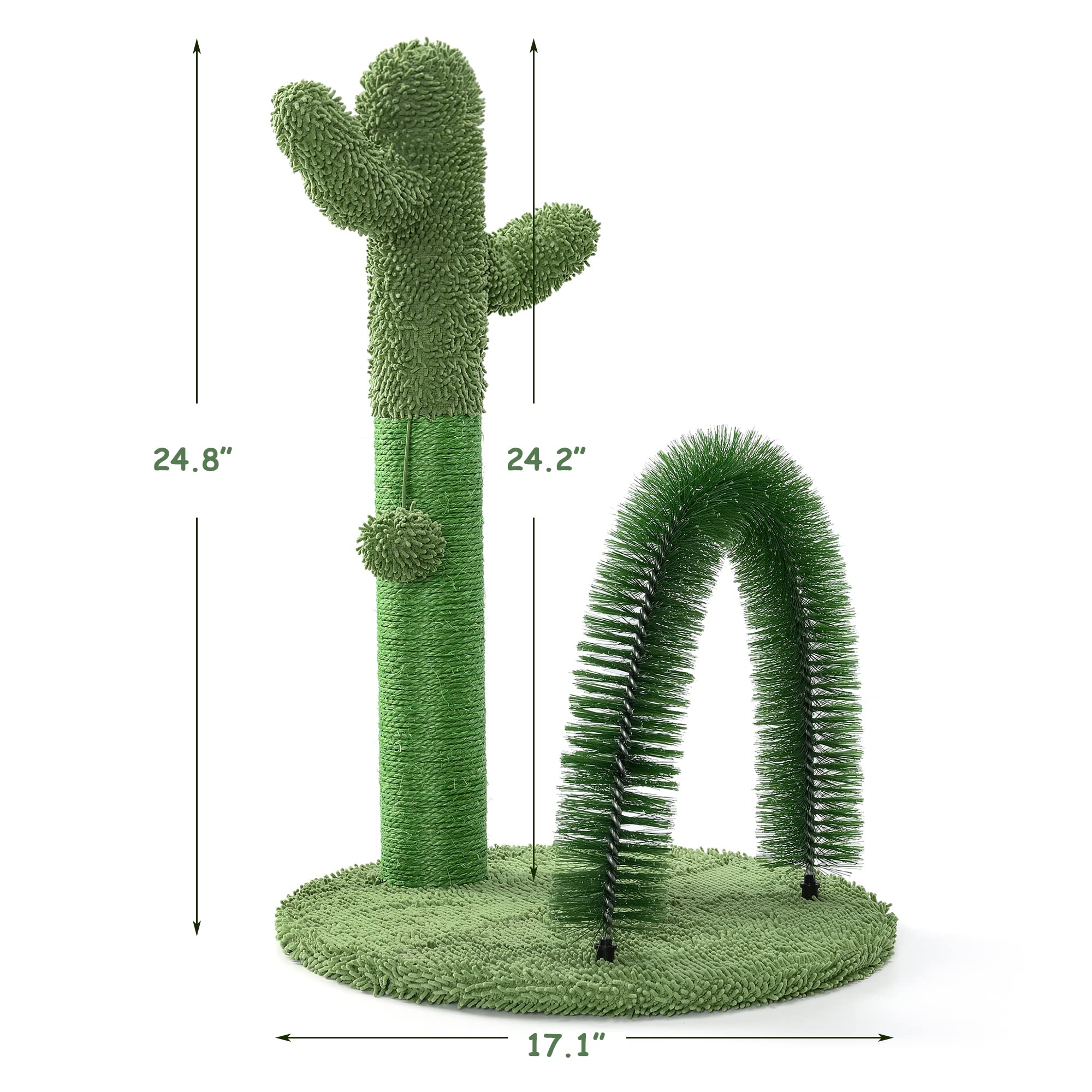 Mile High Life | Cat Scratching Post 25'' With Dangling Bell | Cat Condo With Hammock And Cactus Scratching Posts Tree For Kitte